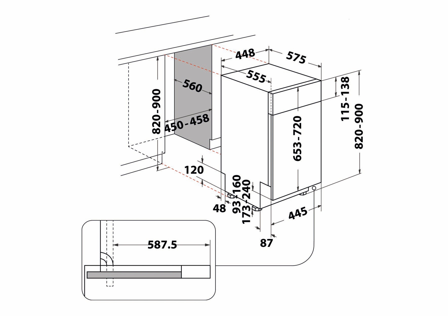 BAUKNECHT teilintegrierbarer Geschirrspüler »BSBO 3O21 PF X (2)« 10 Maßgedecke