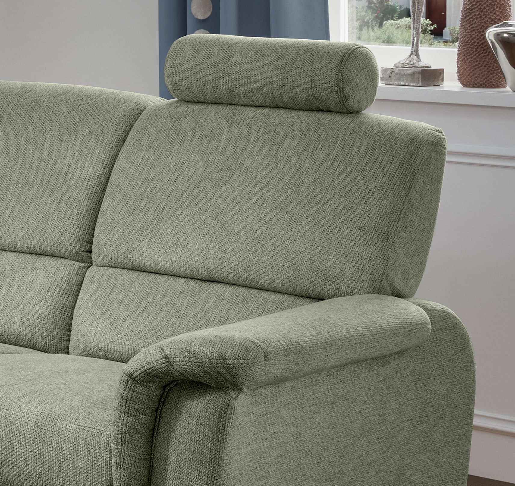 Home affaire Ecksofa »Pisa L-Form, mit Schlaffunktion, Stauraum, 2x höhenverstellbare«, Kopfstützen und Relaxfunktion im Eckelement