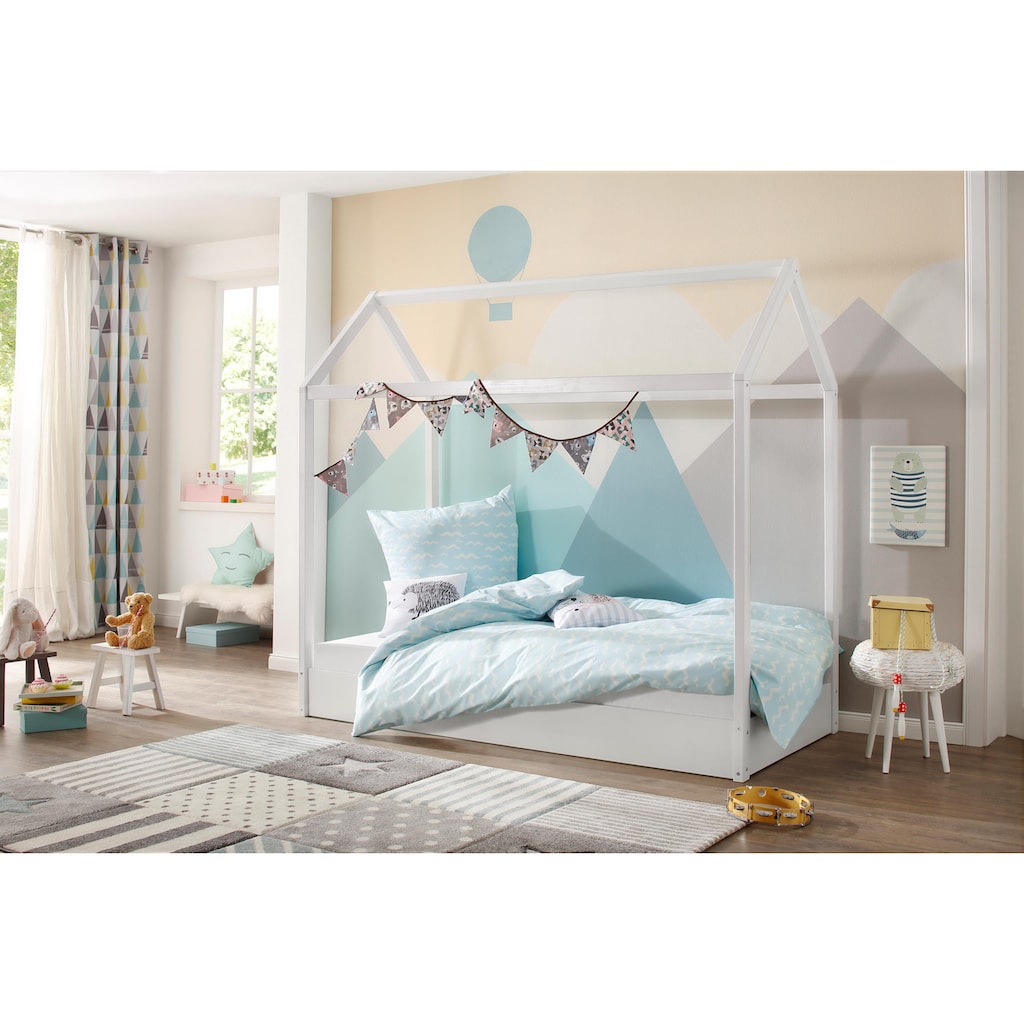 Lüttenhütt Kinderbett »Ellen«, Hausbett aus Kiefernholz, zwei Farbvarianten erhältlich, Breite 98 cm
