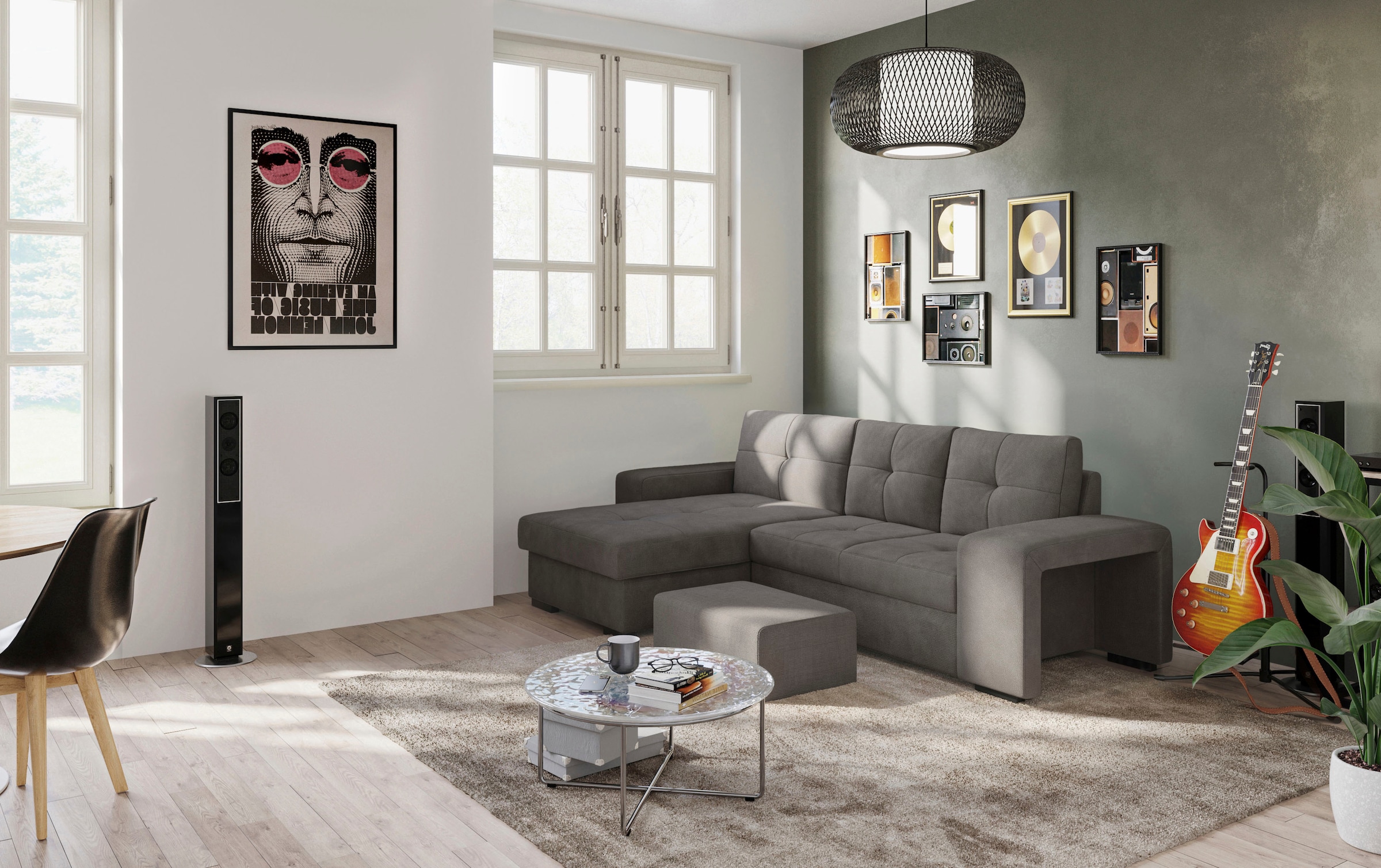 COTTA Ecksofa »Mattina L-Form«, mit Hocker, wahlweise mit Bettfunktion & Bettkasten
