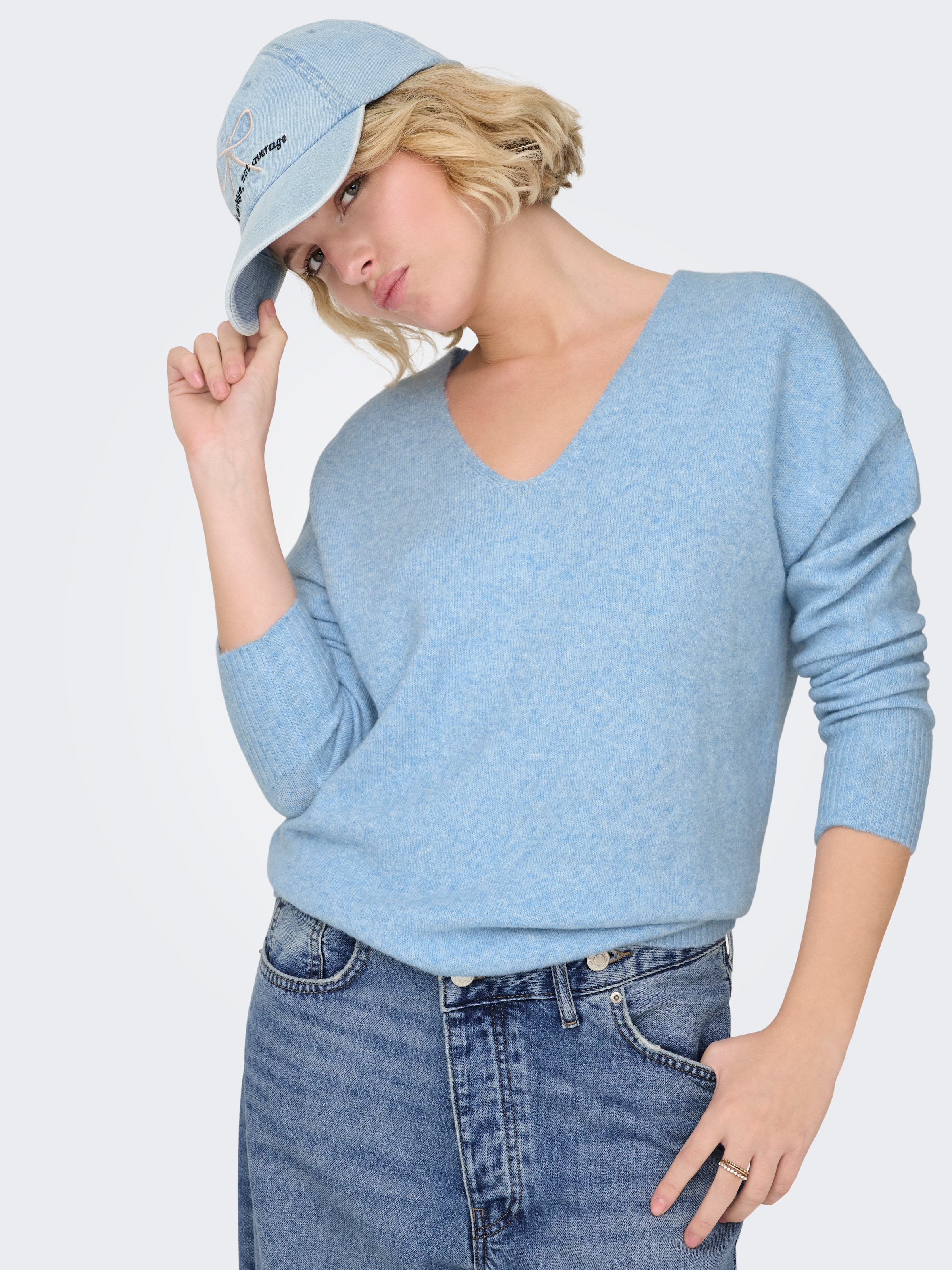 ONLY V-Ausschnitt-Pullover "ONLRICA LIFE L/S V-NECK PULLO KNT NOOS" Materia günstig online kaufen