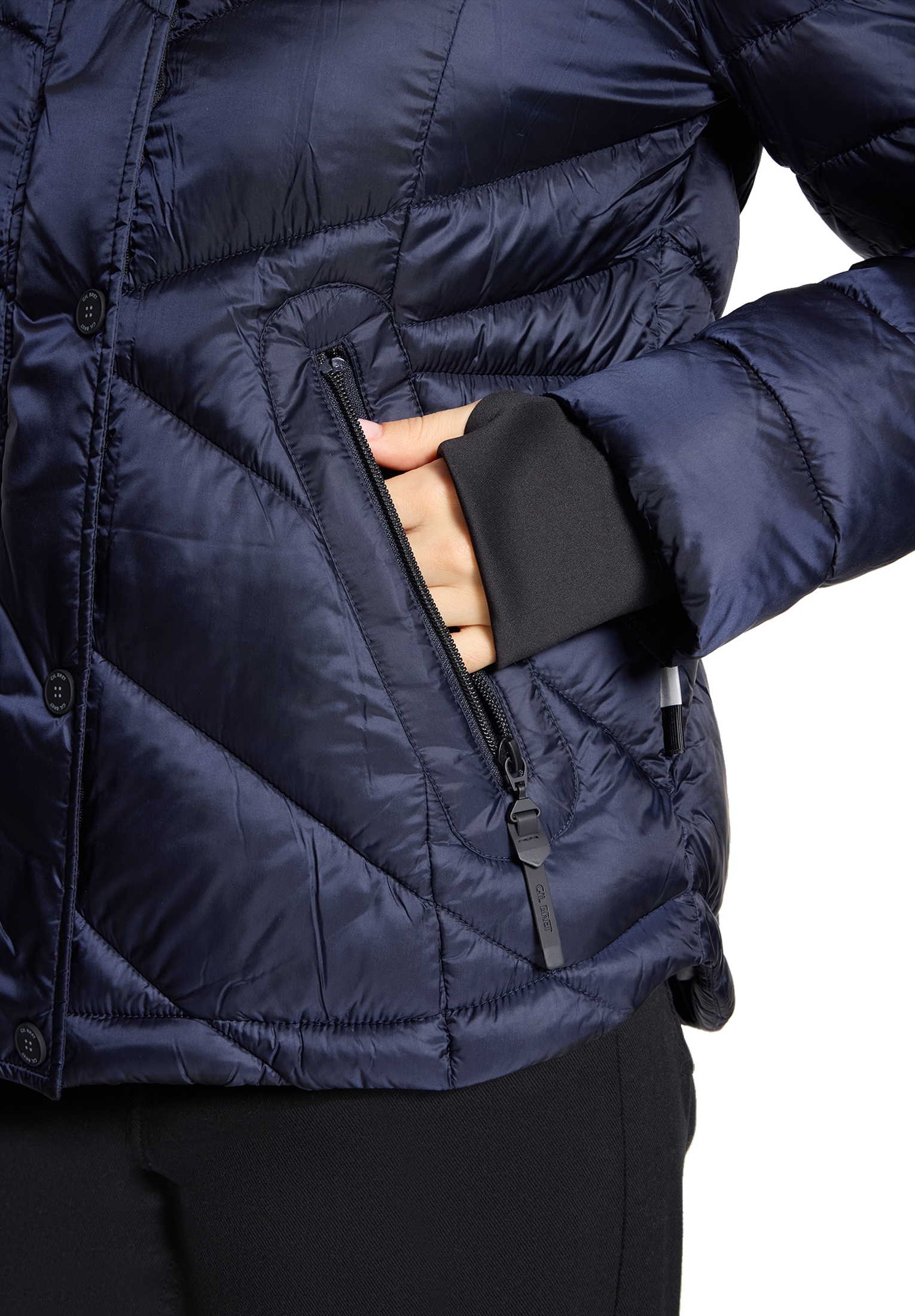 Gil Bret Steppjacke mit Kapuze mit abnehmbarer Kapuze und verdecktem Reißverschluss