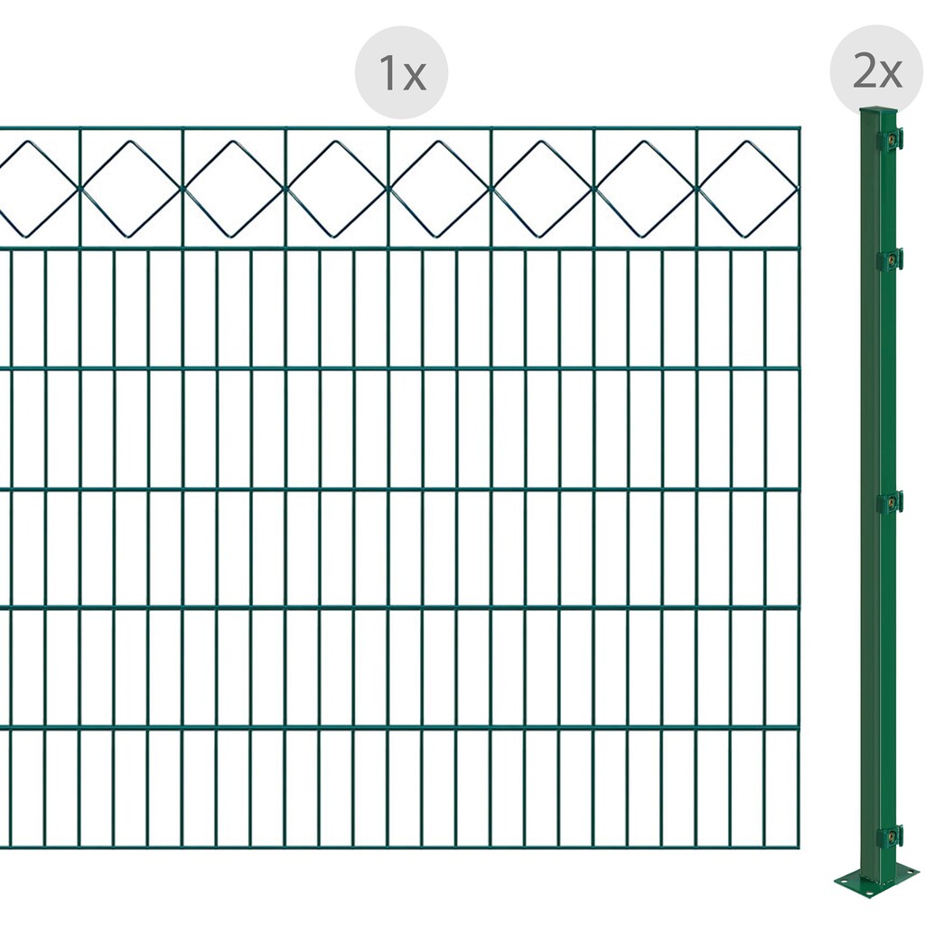 Arvotec Doppelstabmattenzaun »EASY 120 zum Aufschrauben "Karo" mit Zierleiste«