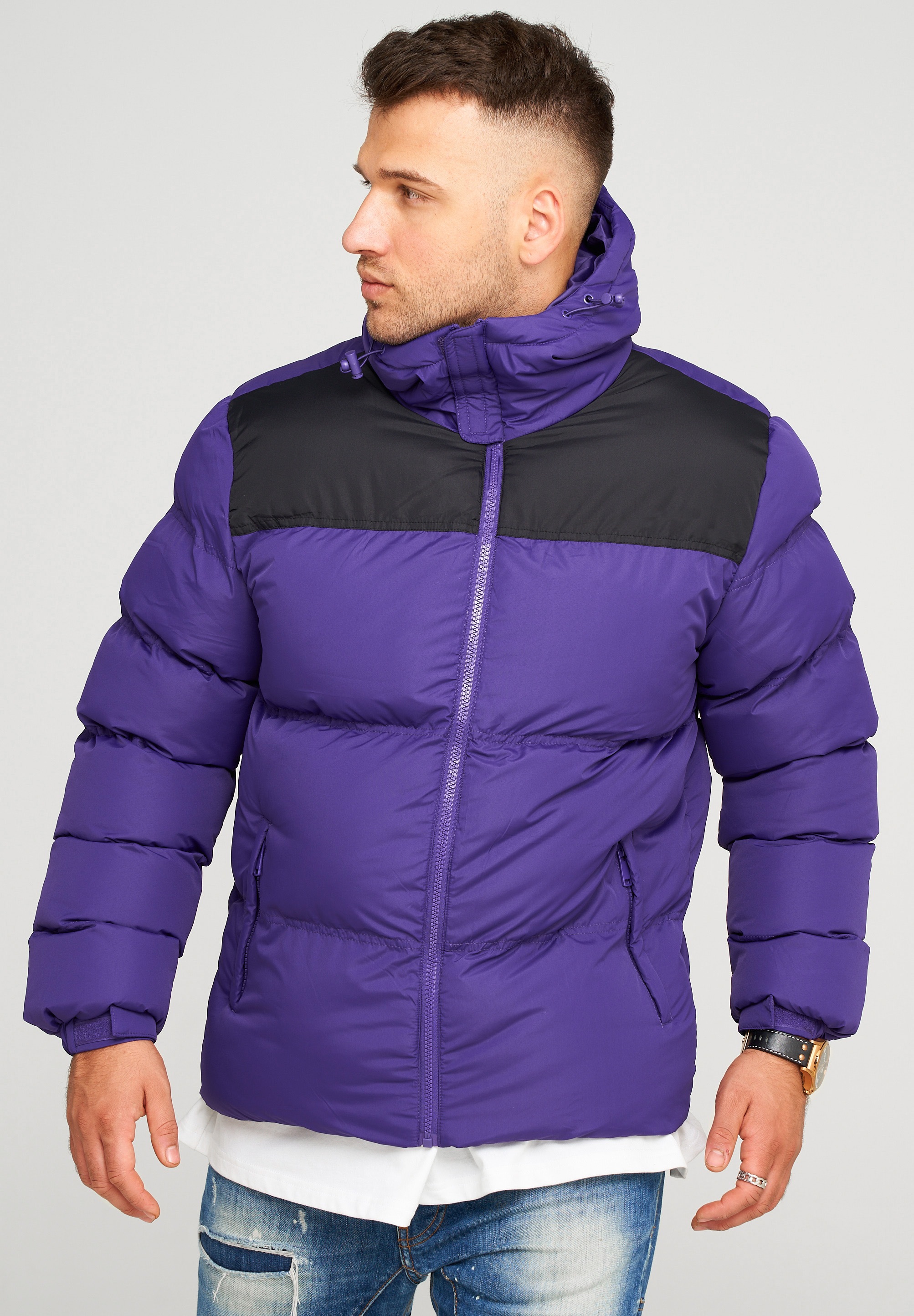 behype Steppjacke »BHROLLIN-PANEL«, mit Kapuze