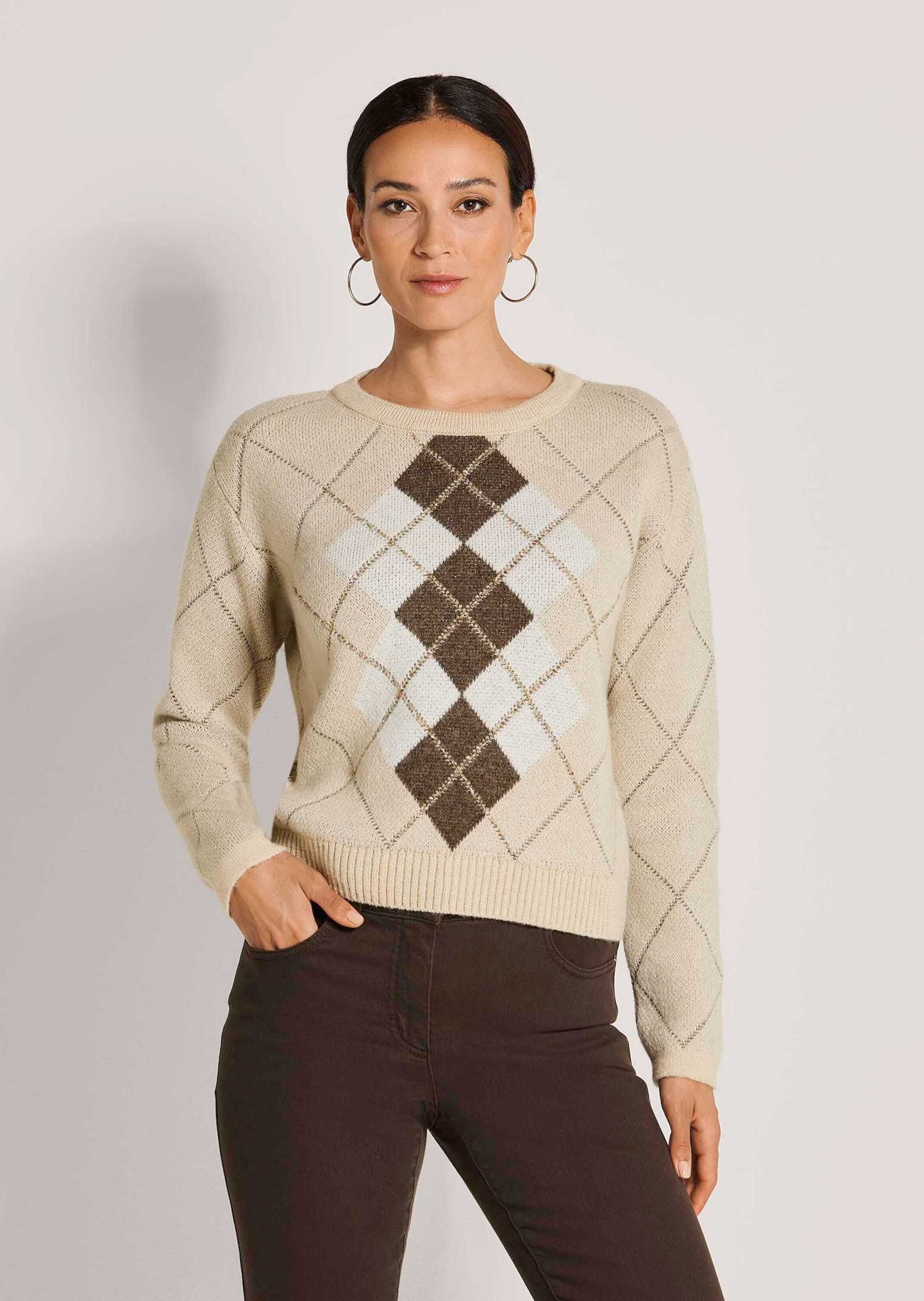 MADELEINE Longpullover »Pullover Strickpullover mit Argyle-Muster«