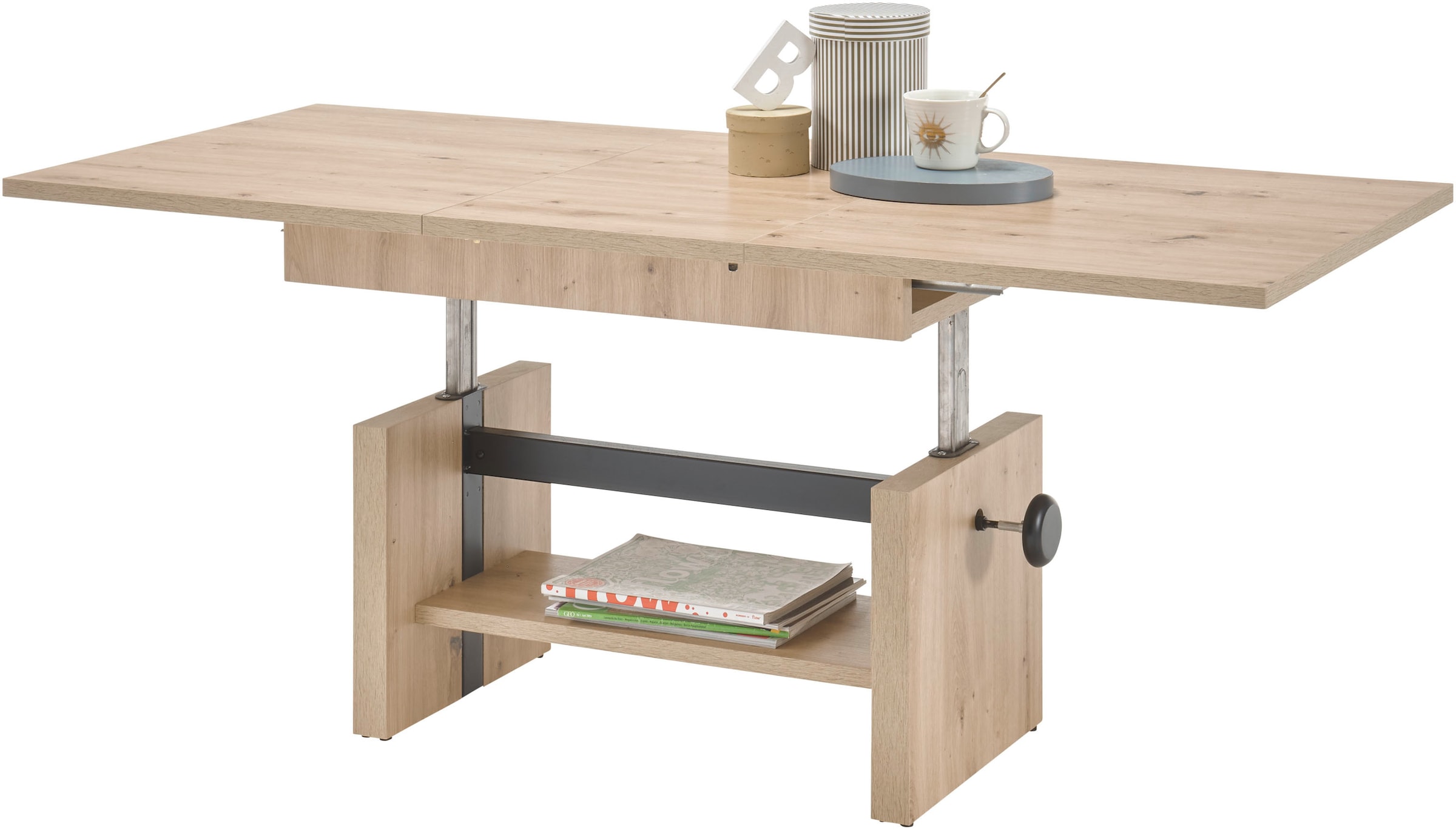 Stolkom Couchtisch »Event höhenverstellbar, ausziehbar, BxHxT 110-150x48-63x65 cm«, Höhenverstellbar mit Liftmechanik und ausziehbar in 3 Farbausführungen