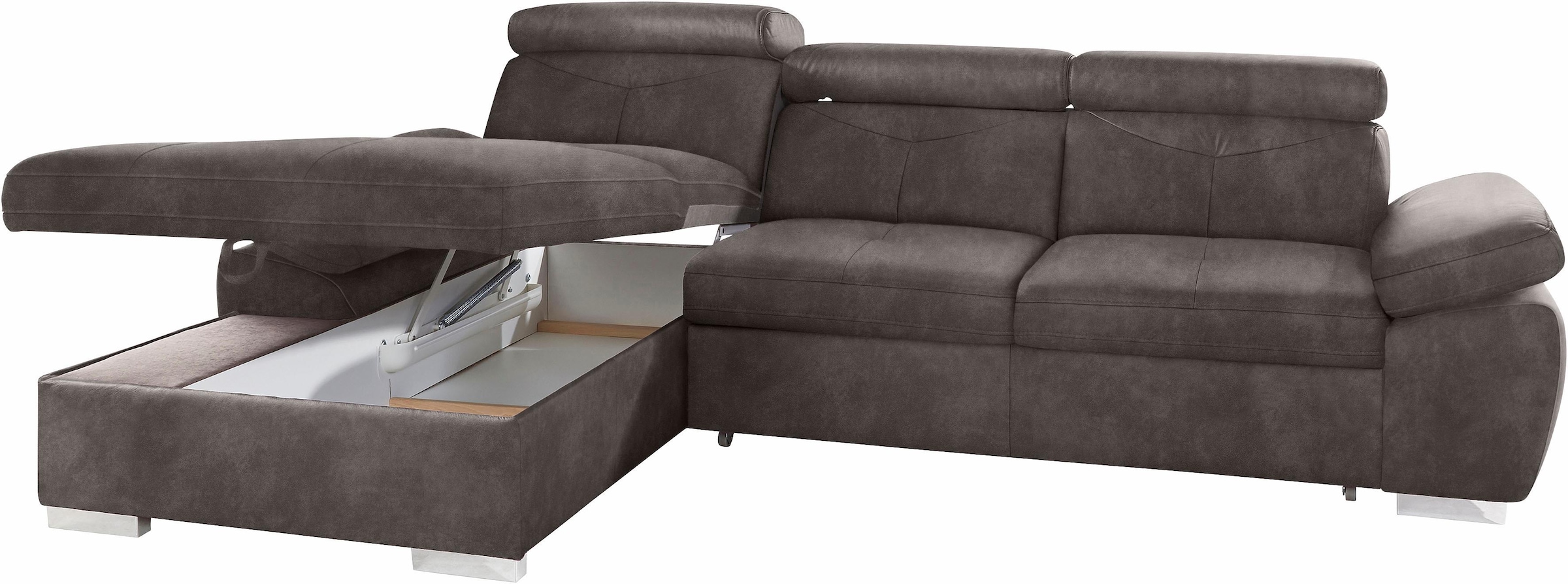 exxpo - sofa fashion Ecksofa »Spring, super bequem und komfortabel mit Armteil- und Kopfteilfunktion«, L-Form, wahlweise mit Bettfunktion und Bettkasten