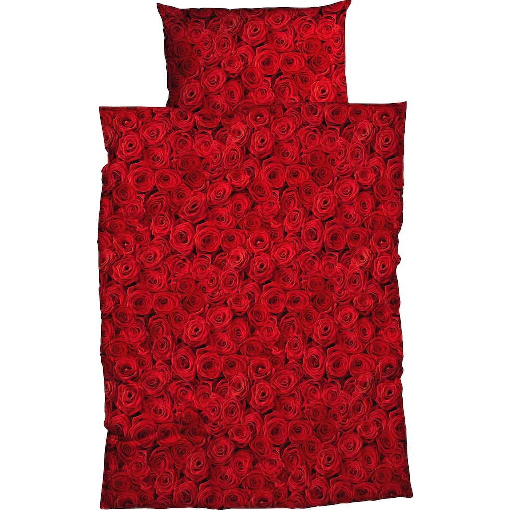 CASATEX Bettwäsche »Red Rose«, (2 tlg.), romantische rote Rosen