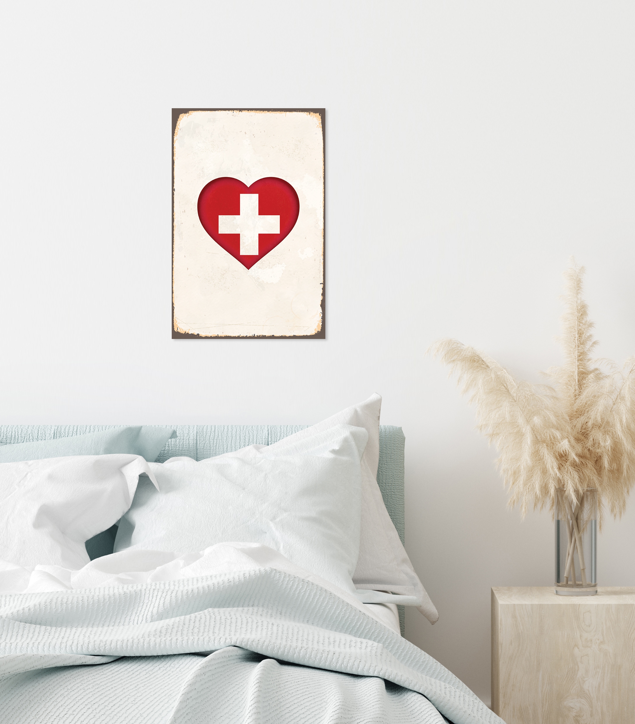 queence Metallbild "Heart for Switzerland", Herzen-Schweiz-Vintage, Stahlsc günstig online kaufen