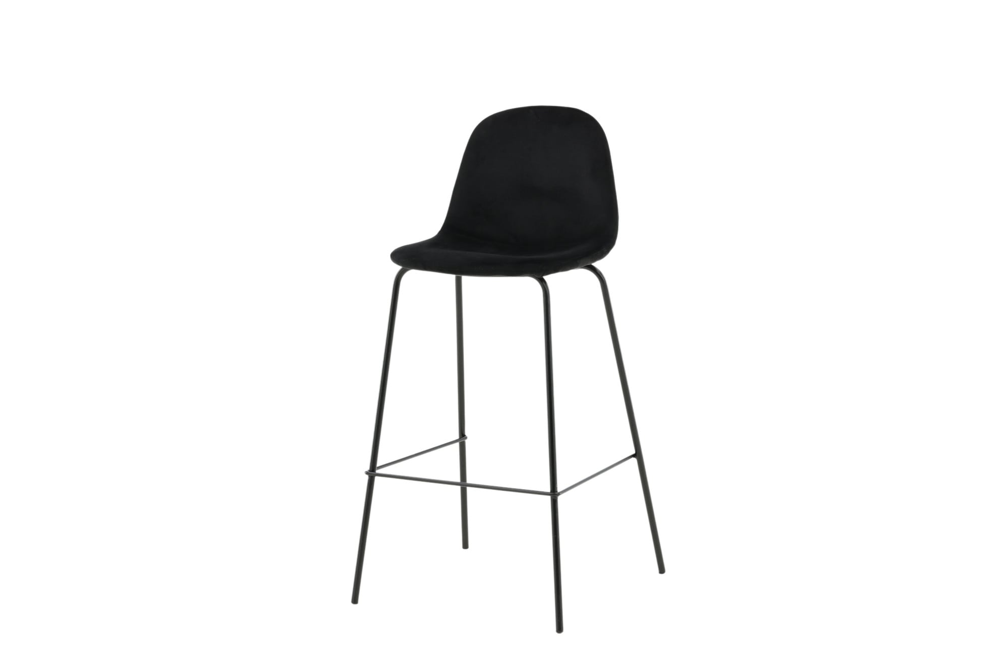 Venture Home Barhocker "Polar, 2er-Set Barhocker in Schwarz-Samt, luxuriös, 150 kg belastbar" 2 Stk. tlg. Tresenstuhl, weicher Bezug, schwarze Metallbeine, Fußstütze, edel