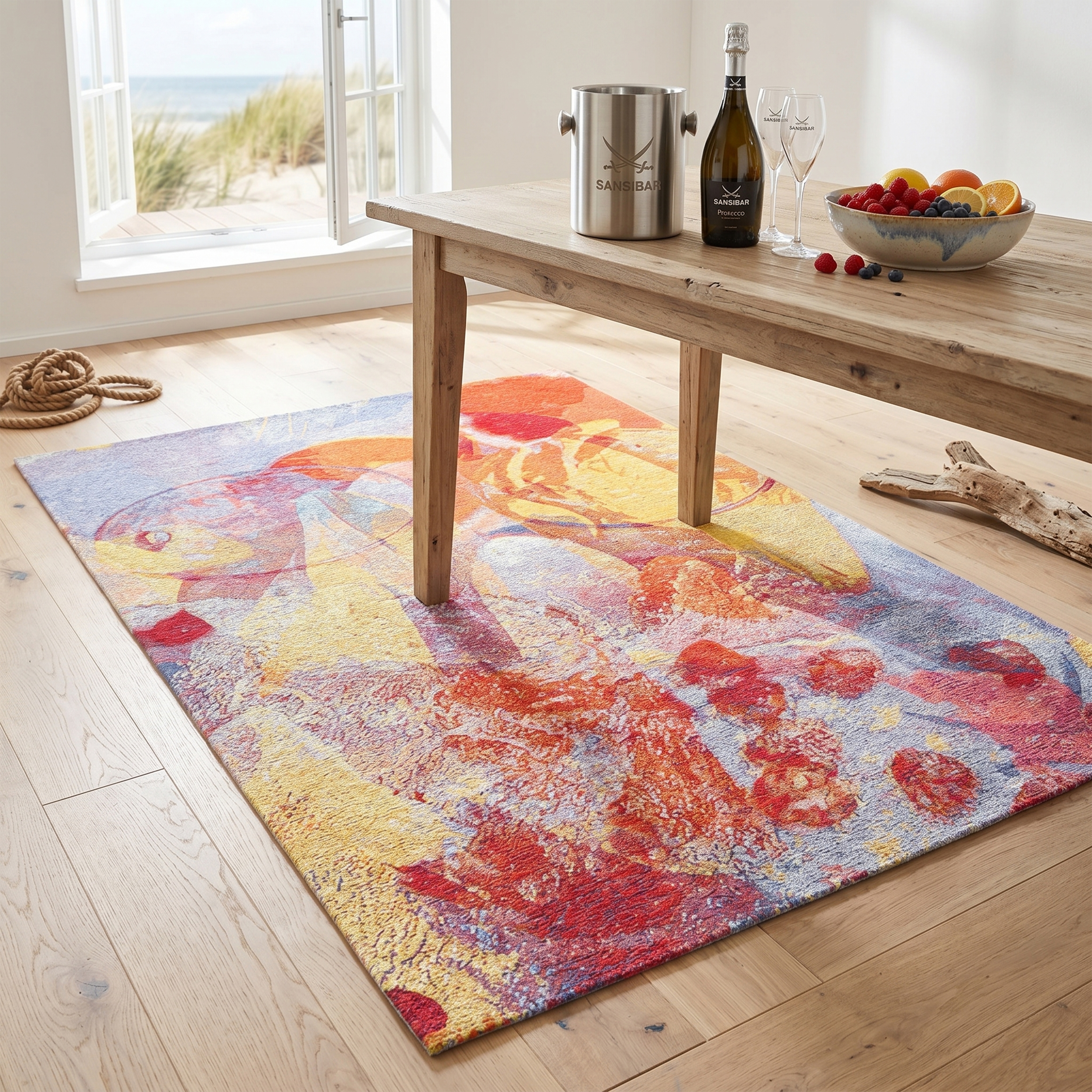 Sansibar Teppich "Keitum 013" rechteckig 3 mm Höhe Flachgewebe, modernes Design