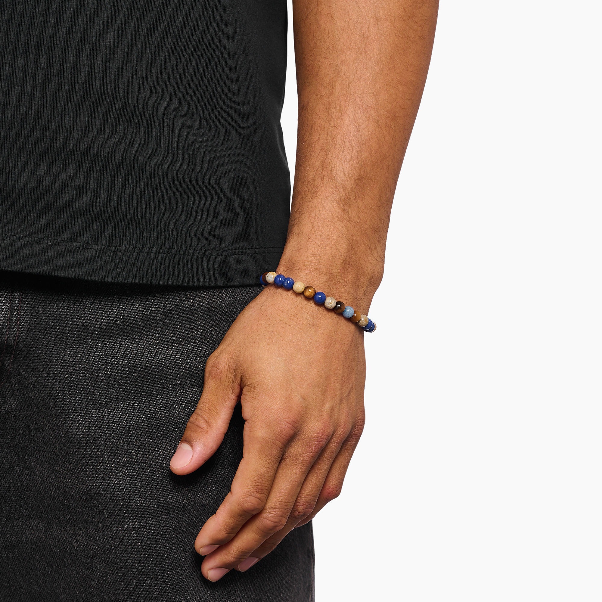 THOMAS SABO Armband »Bead Armband, A2193-926-7-L21«, mit Dumortierit, Tigerauge, Lapislazuli-Imitat, Jaspis
