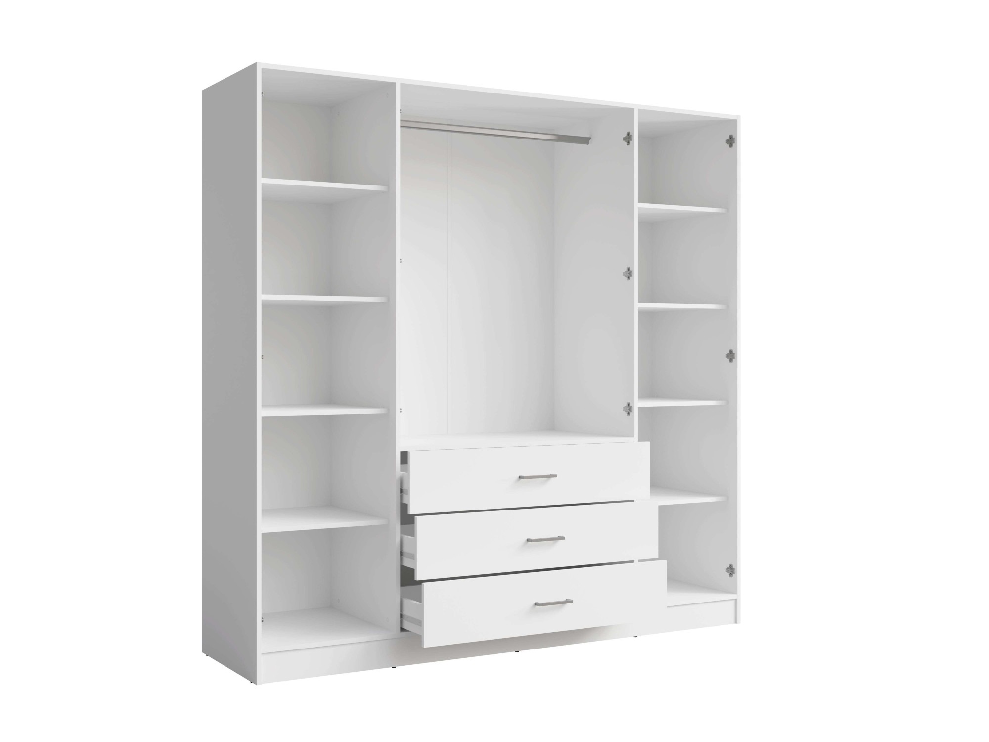 Thumbnail - Home affaire Kleiderschrank "KOS Garderobe mit 3 Schubladen, Kleiderstange, 8 Einlegeböden, Spiegel" Wäscheschrank mit 4...