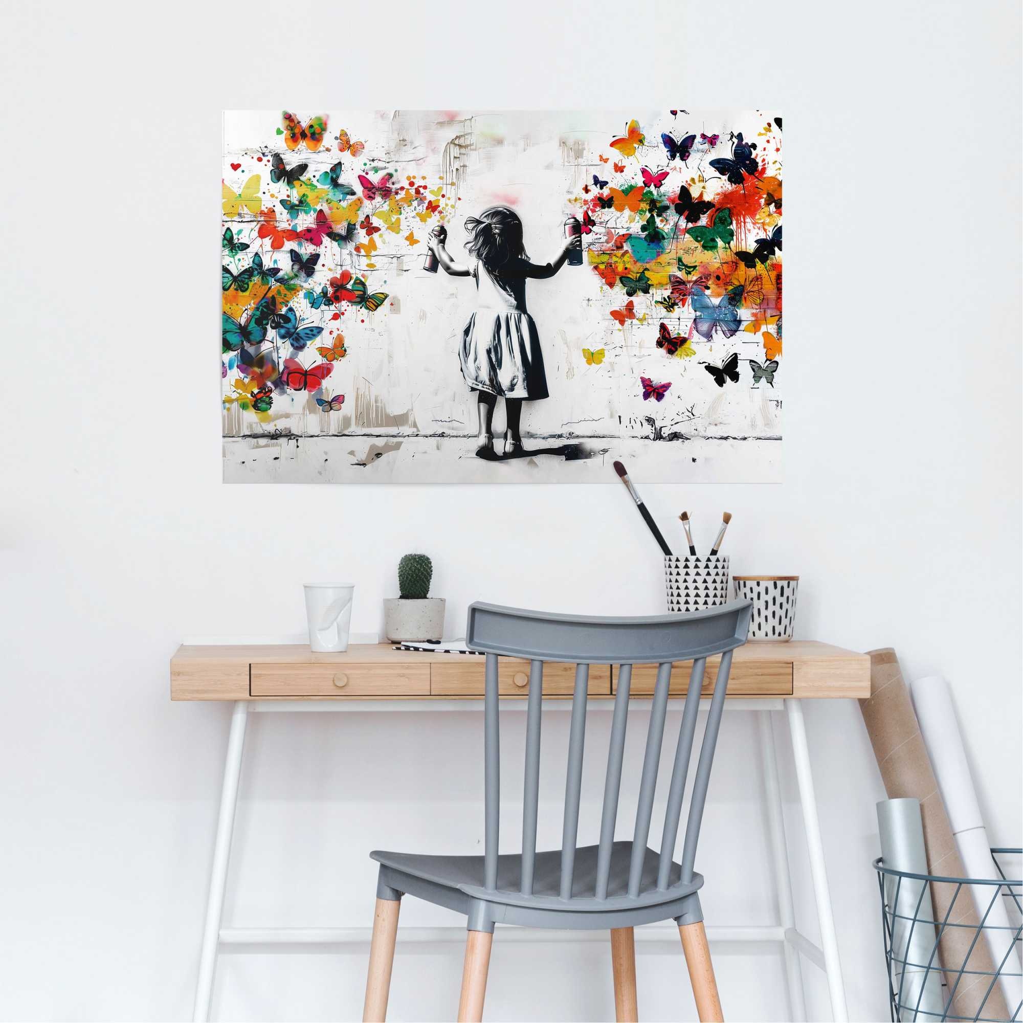 Reinders! Poster »Wolke von Schmetterlingen«, Kinderzimmer - Mehrfarbig - 150 gr. Papier - Street Art - 91,5x61 cm