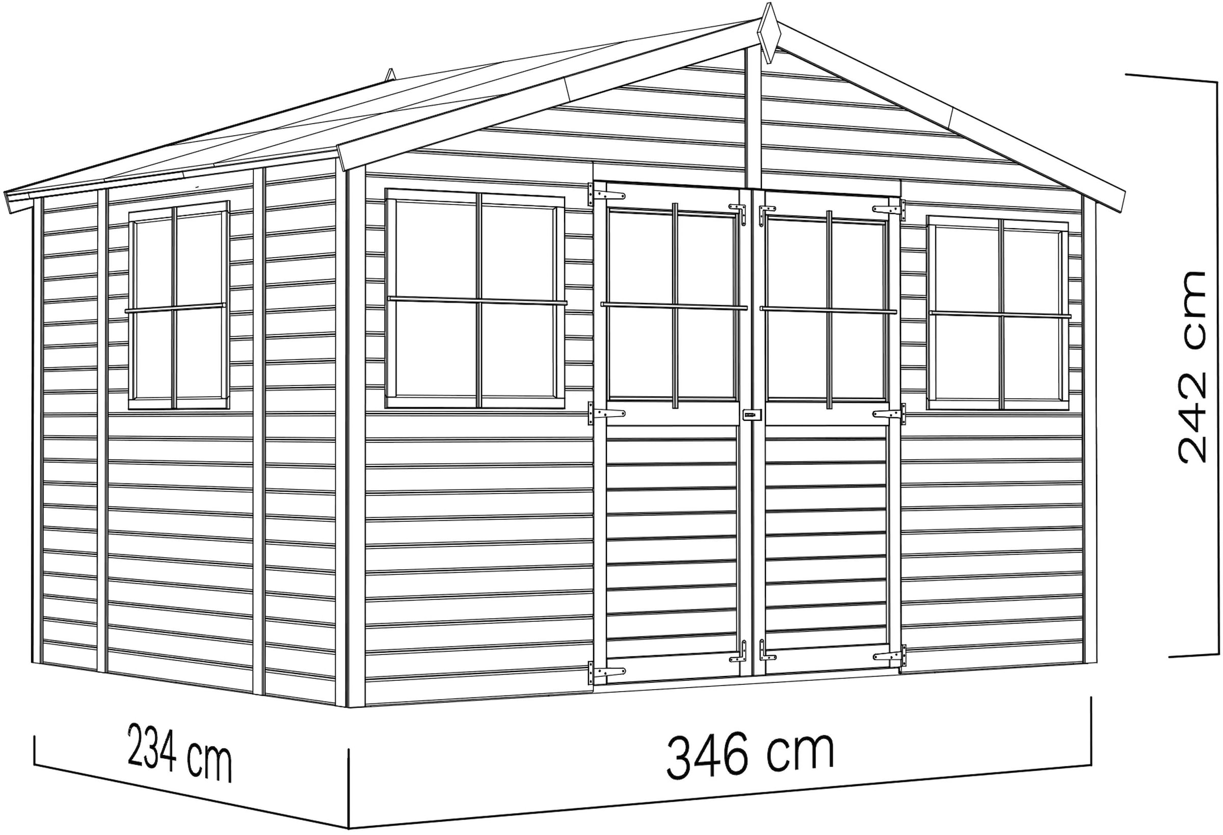 BERTILO Gartenhaus »Workshop 1 naturbelassen«, Großes Gartenhaus aus exakt vorgefertigten Elementen