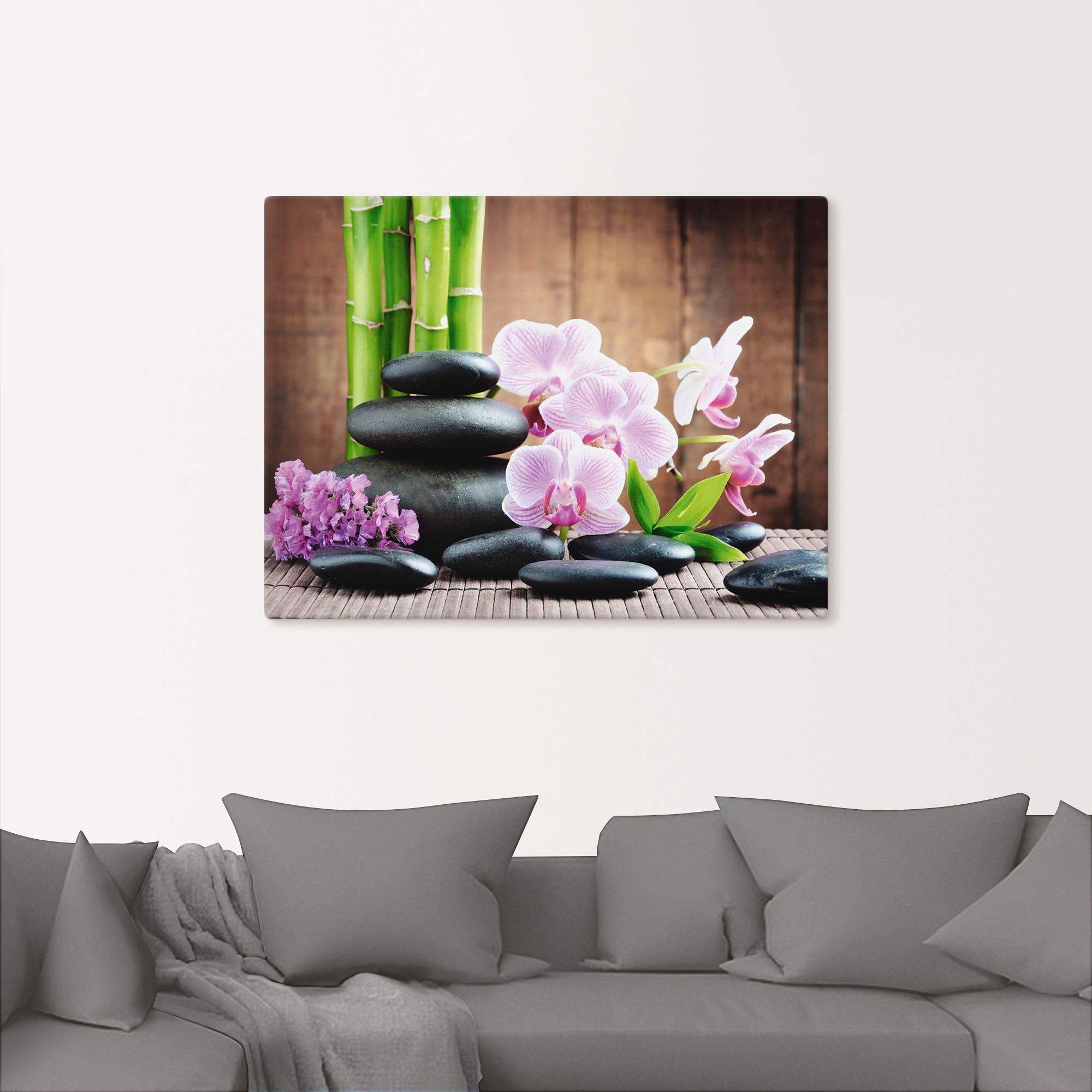 Artland Wandbild »Spa Konzept Zen Steinen Orchideen«, Zen, (1 St.), als Leinwandbild, Poster, Wandaufkleber in verschied. Größen