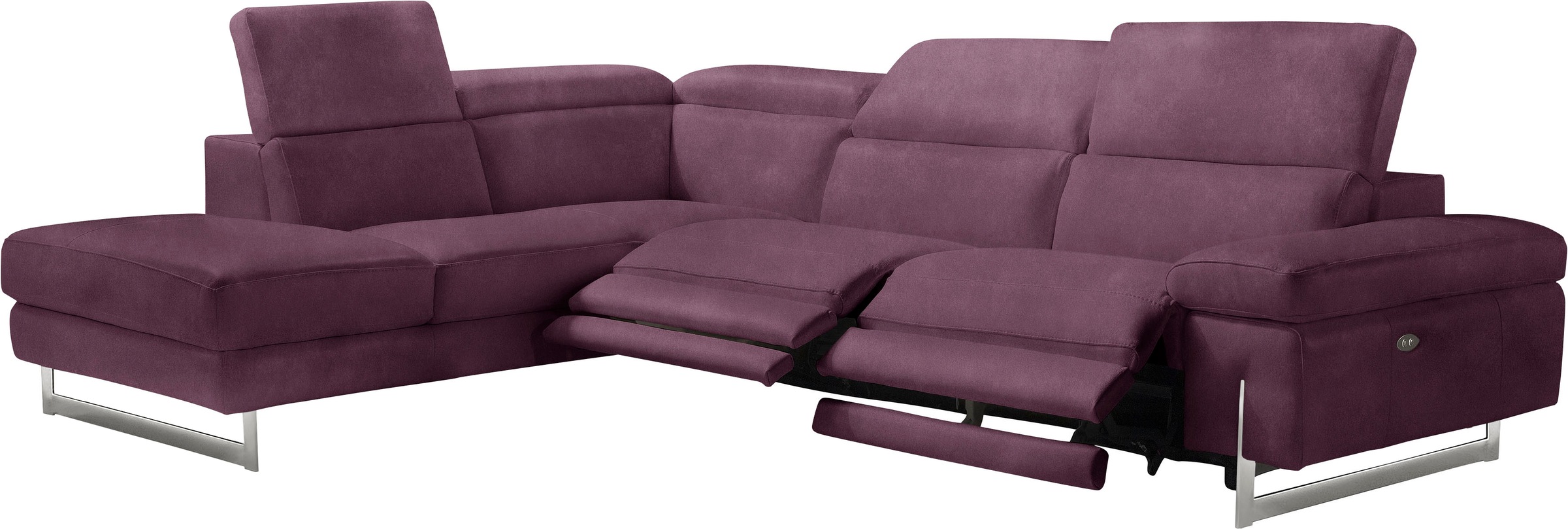 Egoitaliano Ecksofa »Candice, elegant, edel und bequem, erstklassiger Sitzkomfort, L-Form«, inkl. 2 elektrischer Relaxfunktionen, Bedienung über Taste an Armlehne