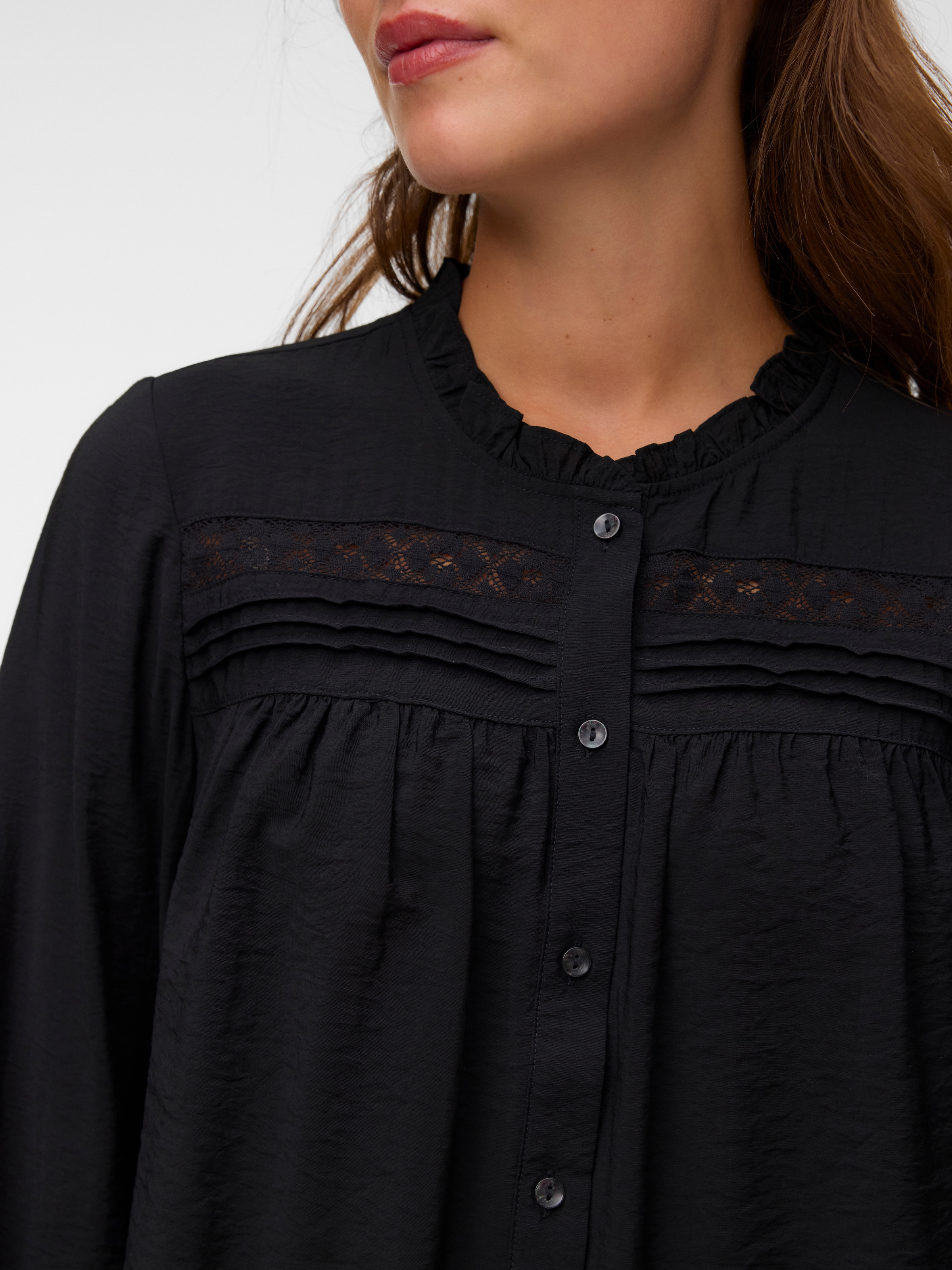 Vero Moda Langarmbluse »VMCASEY LS LACE SHIRT WVN NOOS« Viskosemischung, regular fit