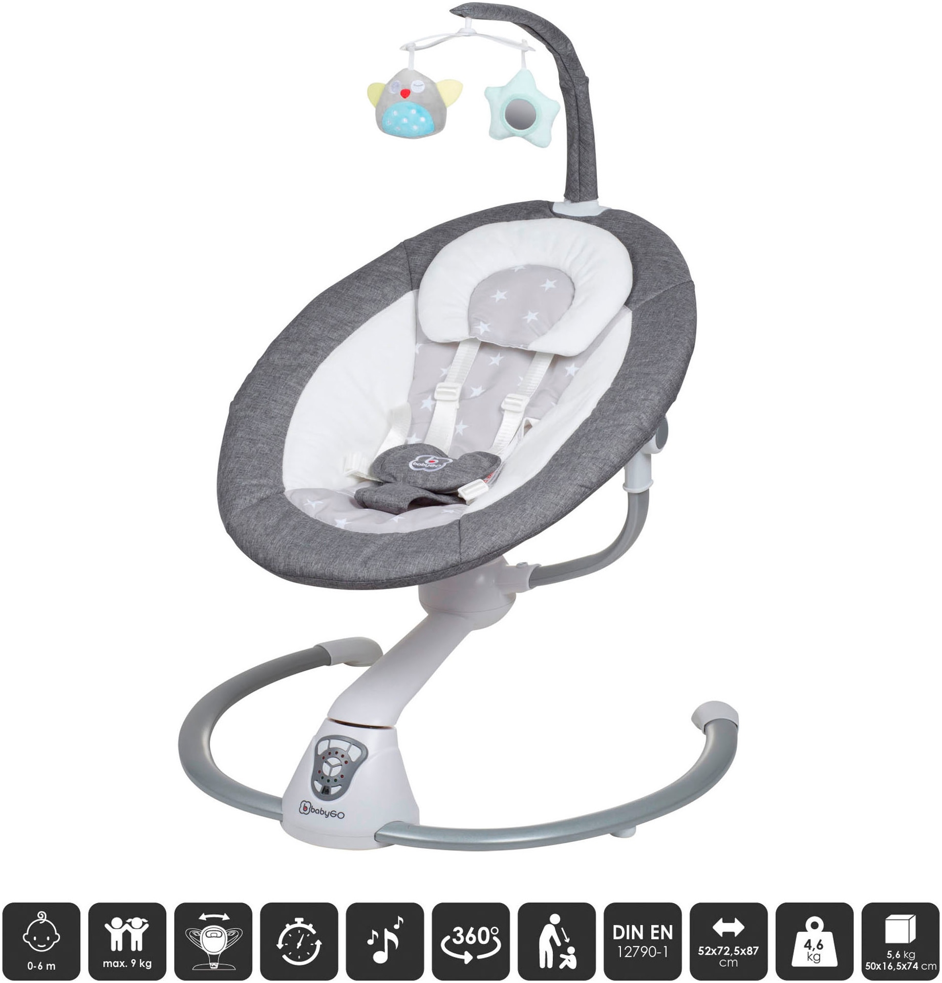 BabyGo Babywippe »Homey«, bis 9 kg, mit Schaukelbewegungen und Sound