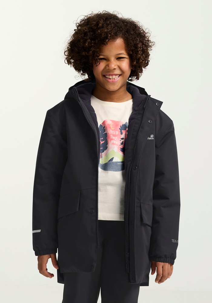 Jack Wolfskin Outdoorjacke "CANVEY JKT KIDS" mit Kapuze Winterjacke für Kinder, warm, wasserdicht