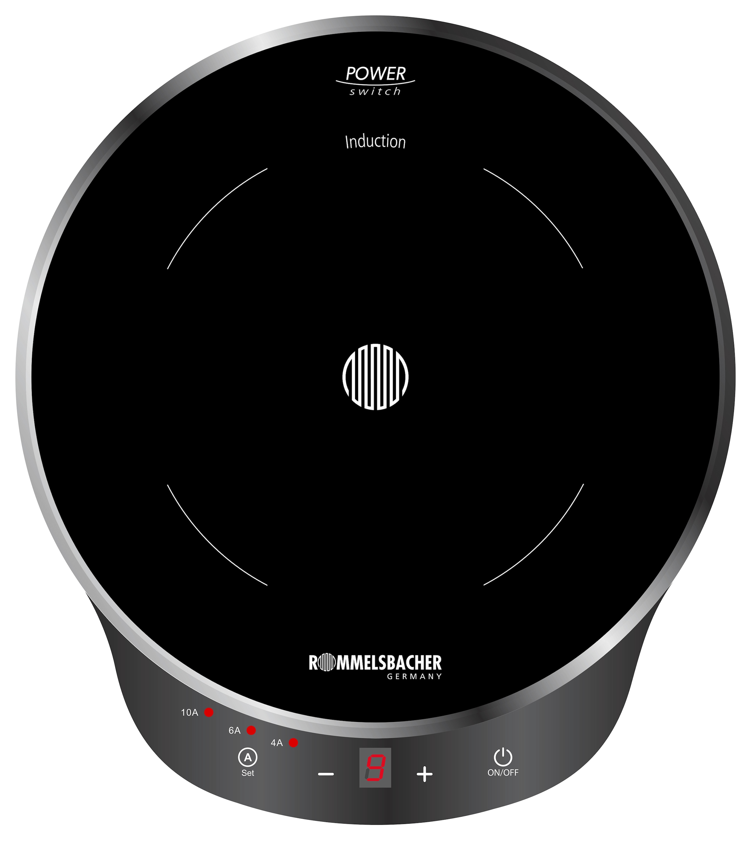 Rommelsbacher Einzel-Induktionskochplatte »CTA 1800/IN Induktion - für bedarfsgerechte Strom-/Leistungsbegrenzung« POWER Switch: bedarfsgerechte Strom-/Leistungsbegrenzung