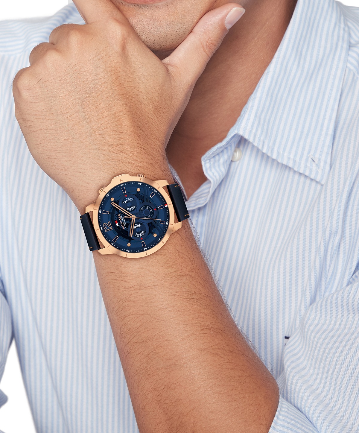 Tommy Hilfiger Multifunktionsuhr »LUCA« Quarzuhr, Armbanduhr, Herrenuhr, Lederarmband, analog
