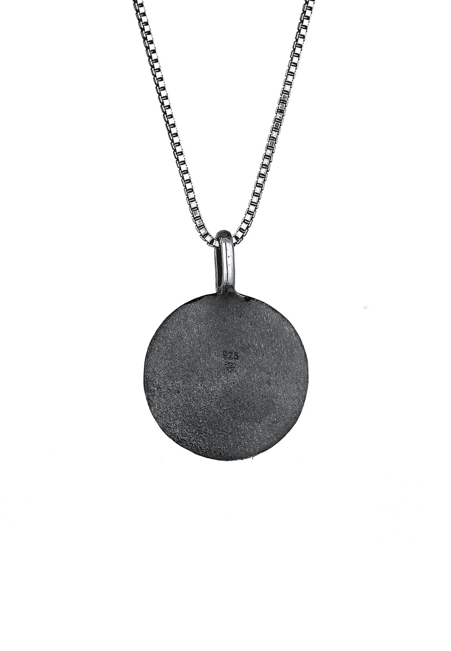 Kuzzoi Kette mit Anhänger »Halskette Herren Basic Coin Plättchen gehämmert 925 Silber«