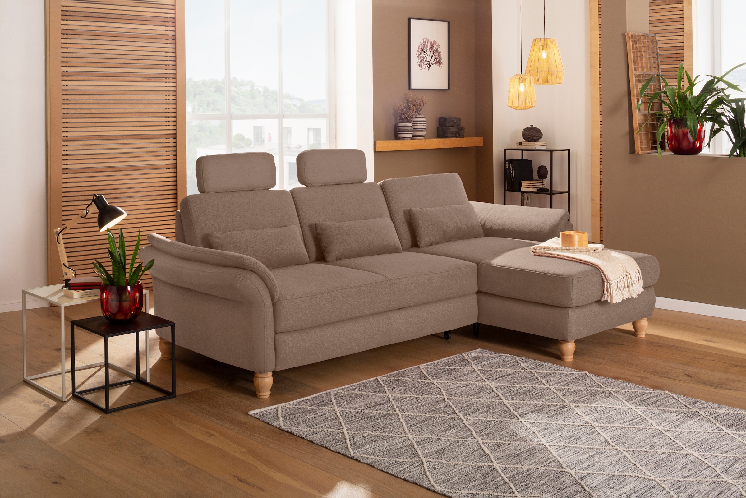 Home affaire Ecksofa "Palace L-Form" incl. Sitztiefenverstellung, wahlweise mit Schlaffunktion und Stauraum