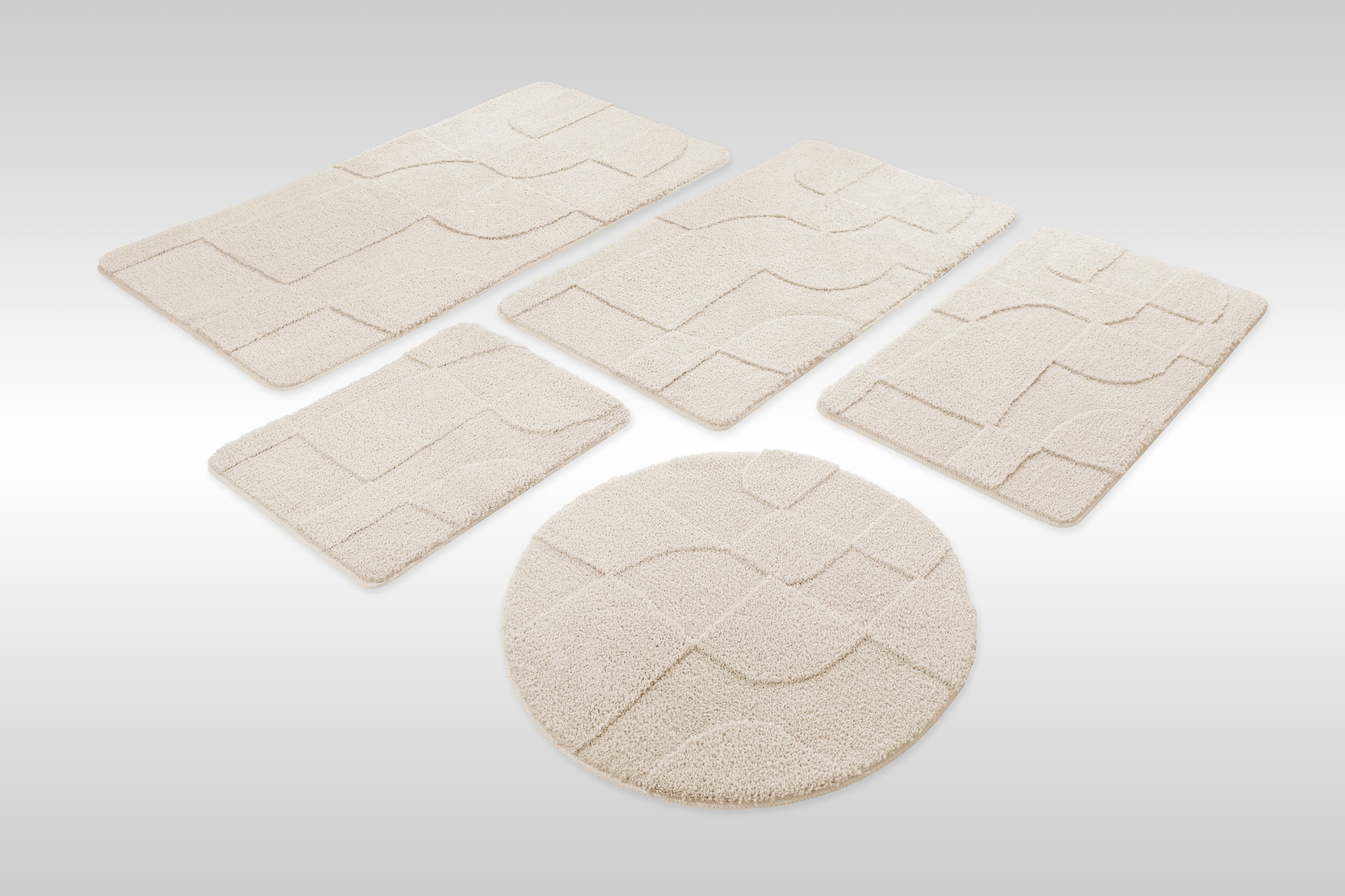Wecon home "Davie" Höhe 25 mm rutschhemmend beschichtet schnell trocknend Badteppich, Hoch-Tief-Effekt, weich, rutschhemmend, waschbar, getuftet