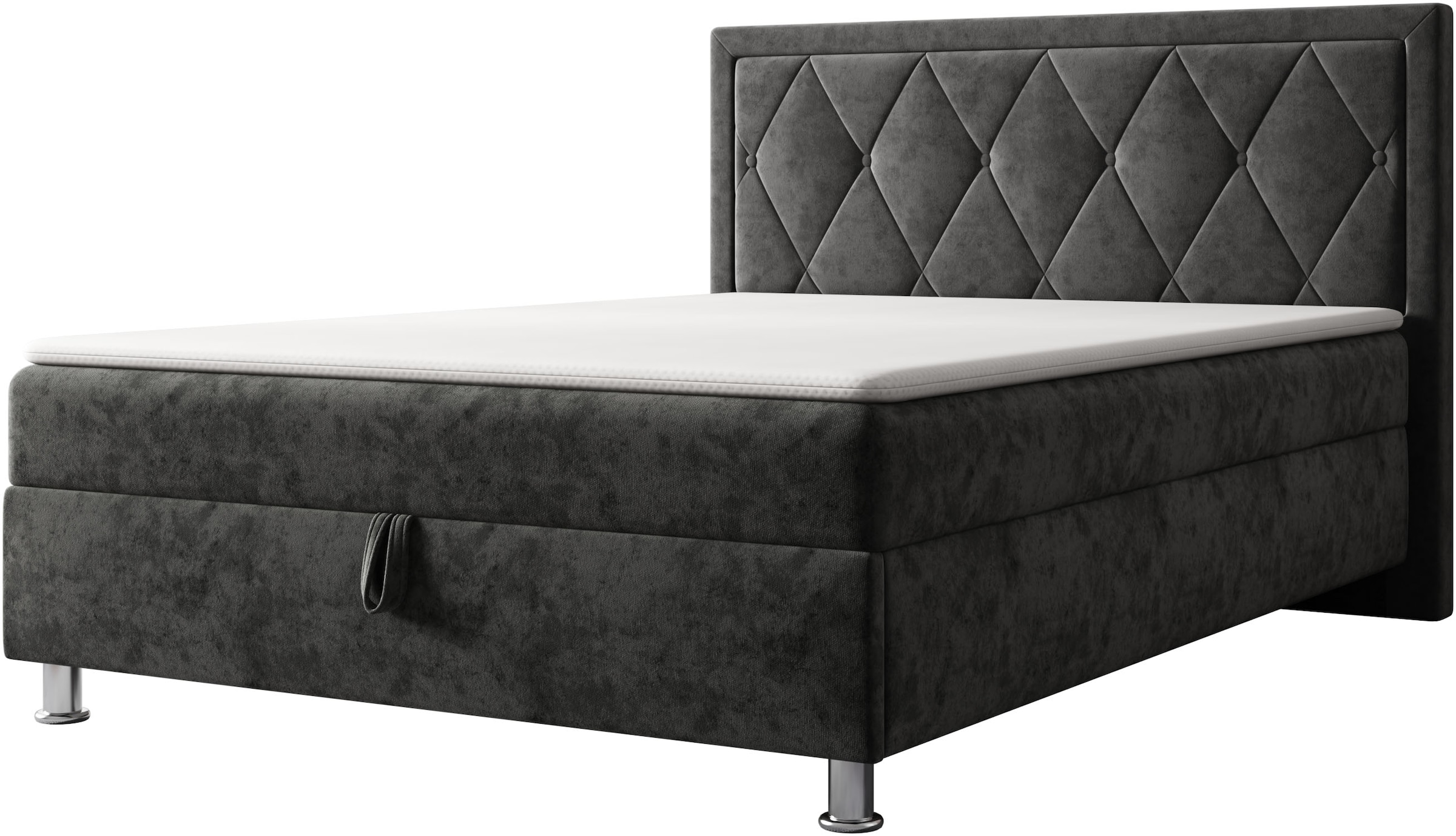 OTTO home Boxbett »EMILLIAN, Polsterbett mit Bettkasten und Taschenfederkernmatratze H3« mit Kaltschaumtopper, Chenille-Bezug, Liegefläche 140x200 cm