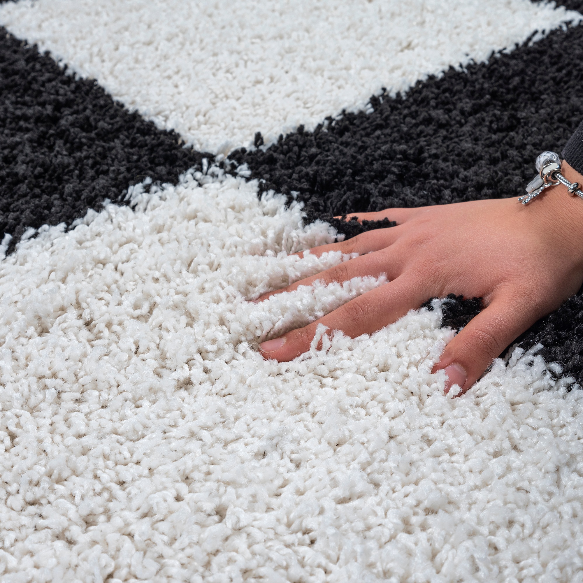 Hochflor-Teppich SANAT "Milano 1250", schwarz, B:120cm H:30mm L:170cm, Kunstfaser, Teppiche, Hochflor, Wohnzimmer, Schlafzimmer, fussbodenheizungsgeeignet 3
