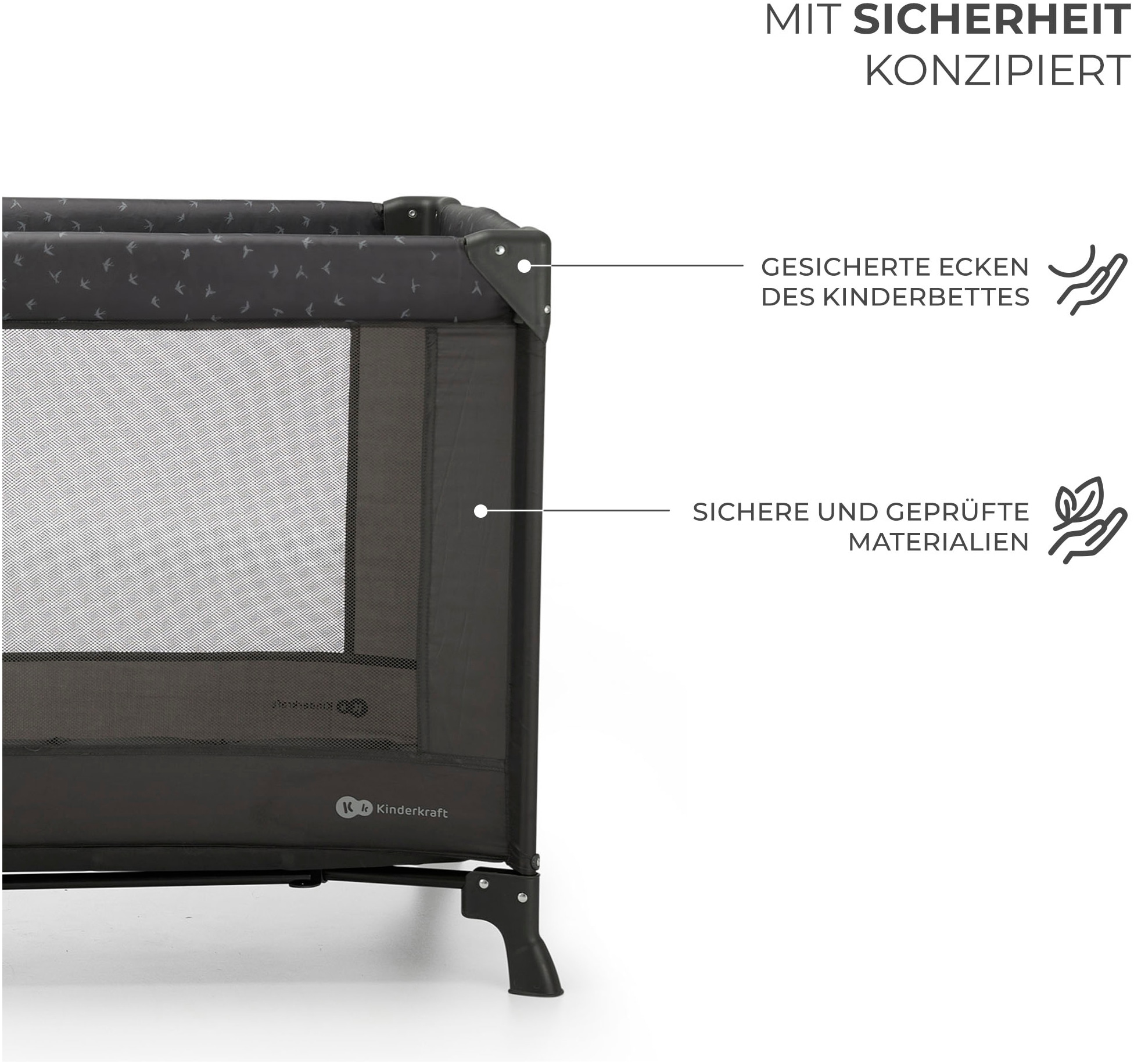 Kinderkraft Baby-Reisebett »2in1 JOY LIGHT, grau« mit Tragetasche