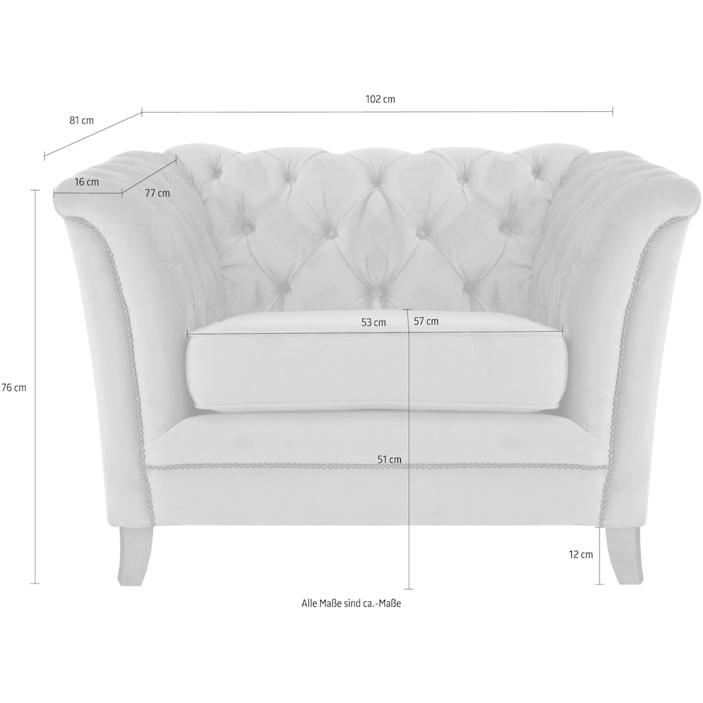 Home affaire Sessel »Newport«, mit Knopfheftung im Rücken, Keder und feinen Armlehnen