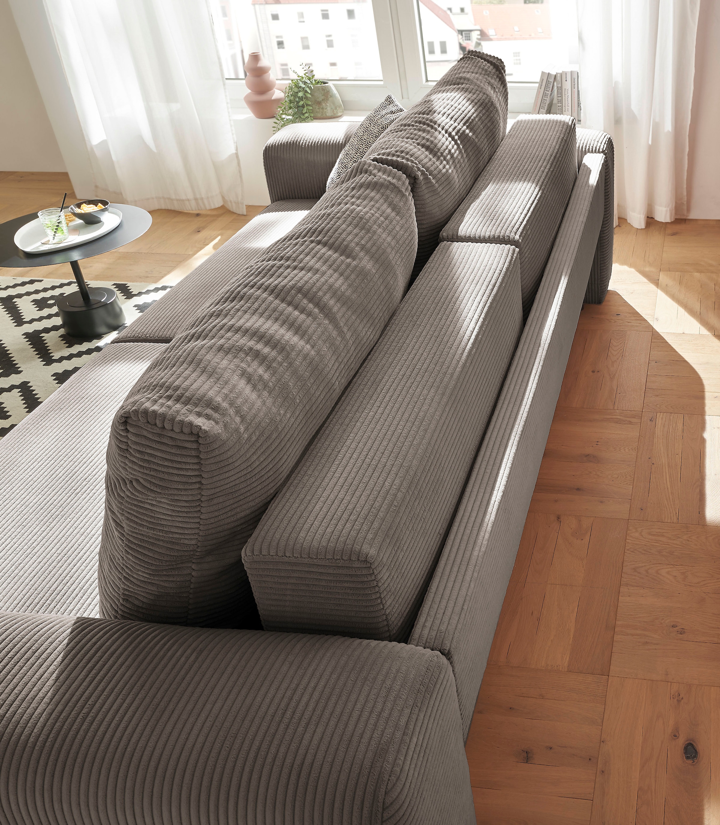 OTTO home Schlafsofa »PHEELIX Cord, mit 3 Funktionen« Elemente einzeln oder gleichzeitig ausziehbar, bequemer Sitzkomfort