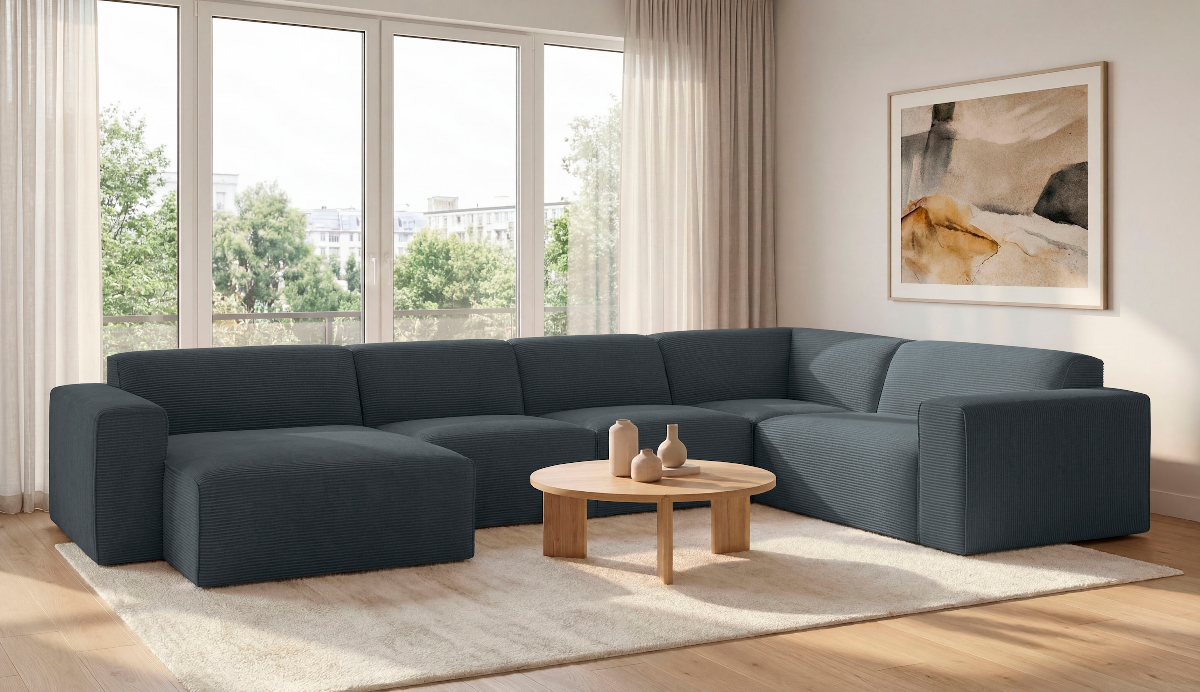 OTTO home Wohnlandschaft "Clayton Breite 371 cm, U-Form" in einem trendigen Cord-Bezug, verschiedene Kombinationen verfügbar