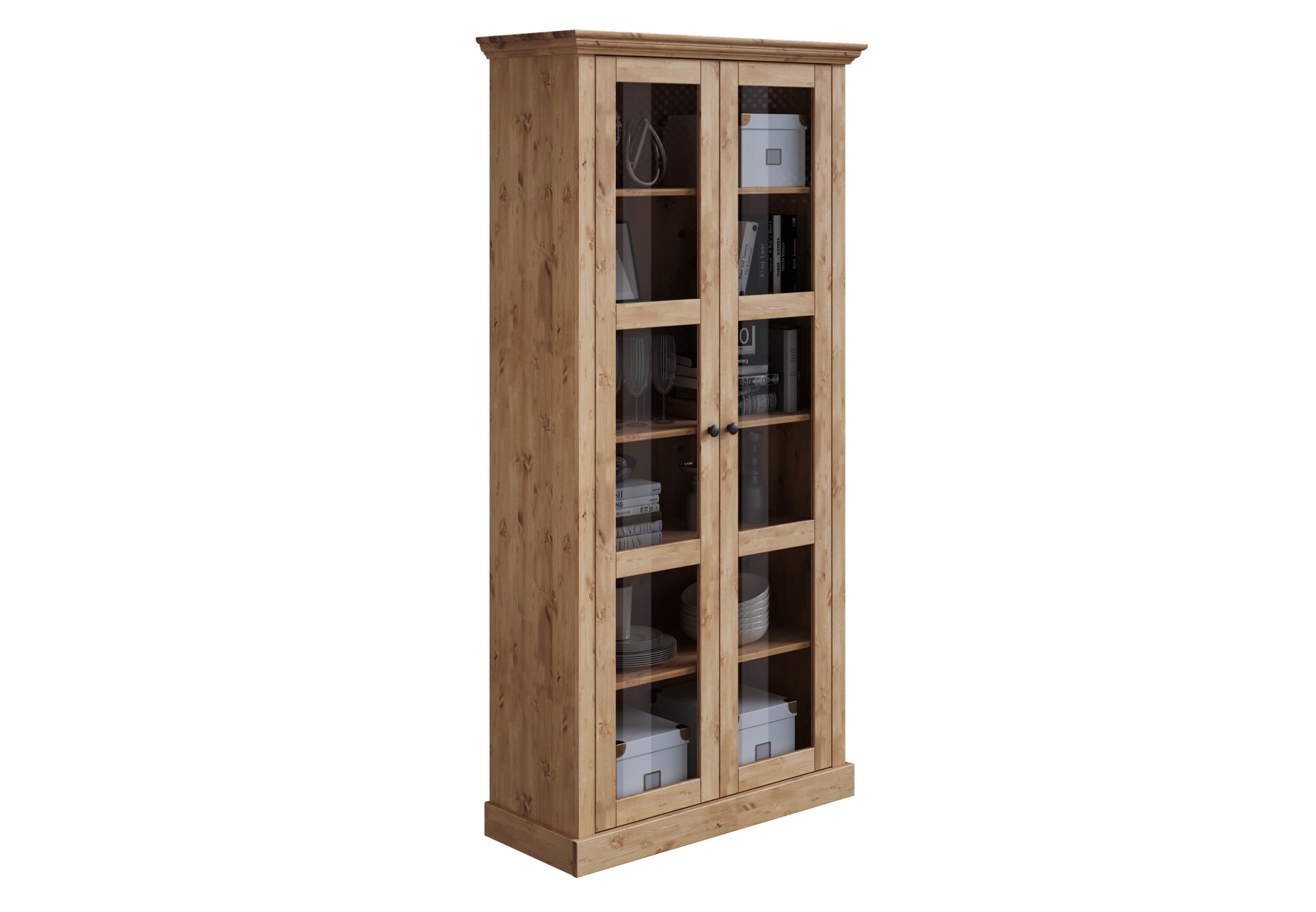 OTTO home Vitrine "Melissa" aus massiver Kiefer, mit viel Stauraum