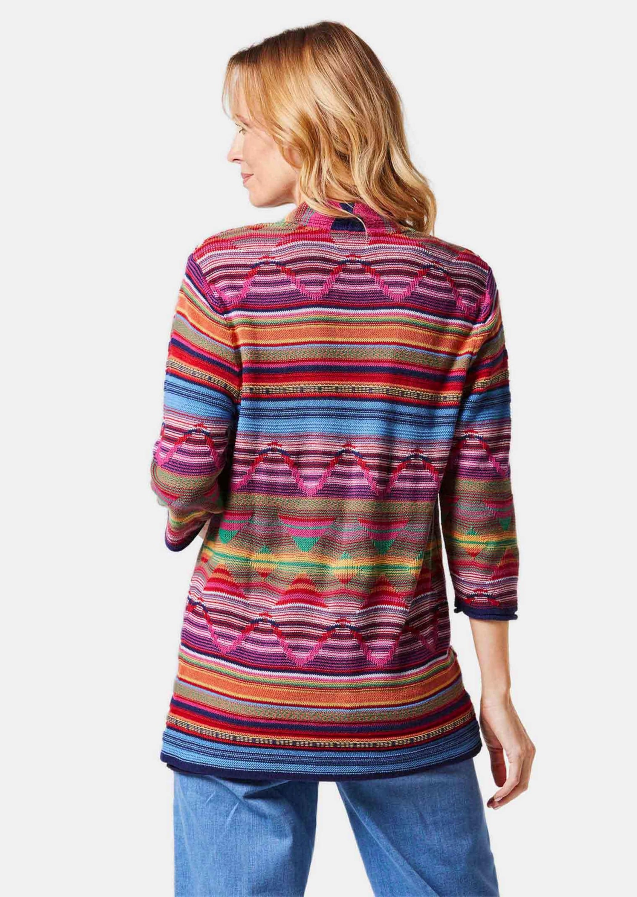 GOLDNER Strickjacke »Strickjacke Abstrakt gemusterte Jaquardstrickjacke in offener Schnittform«