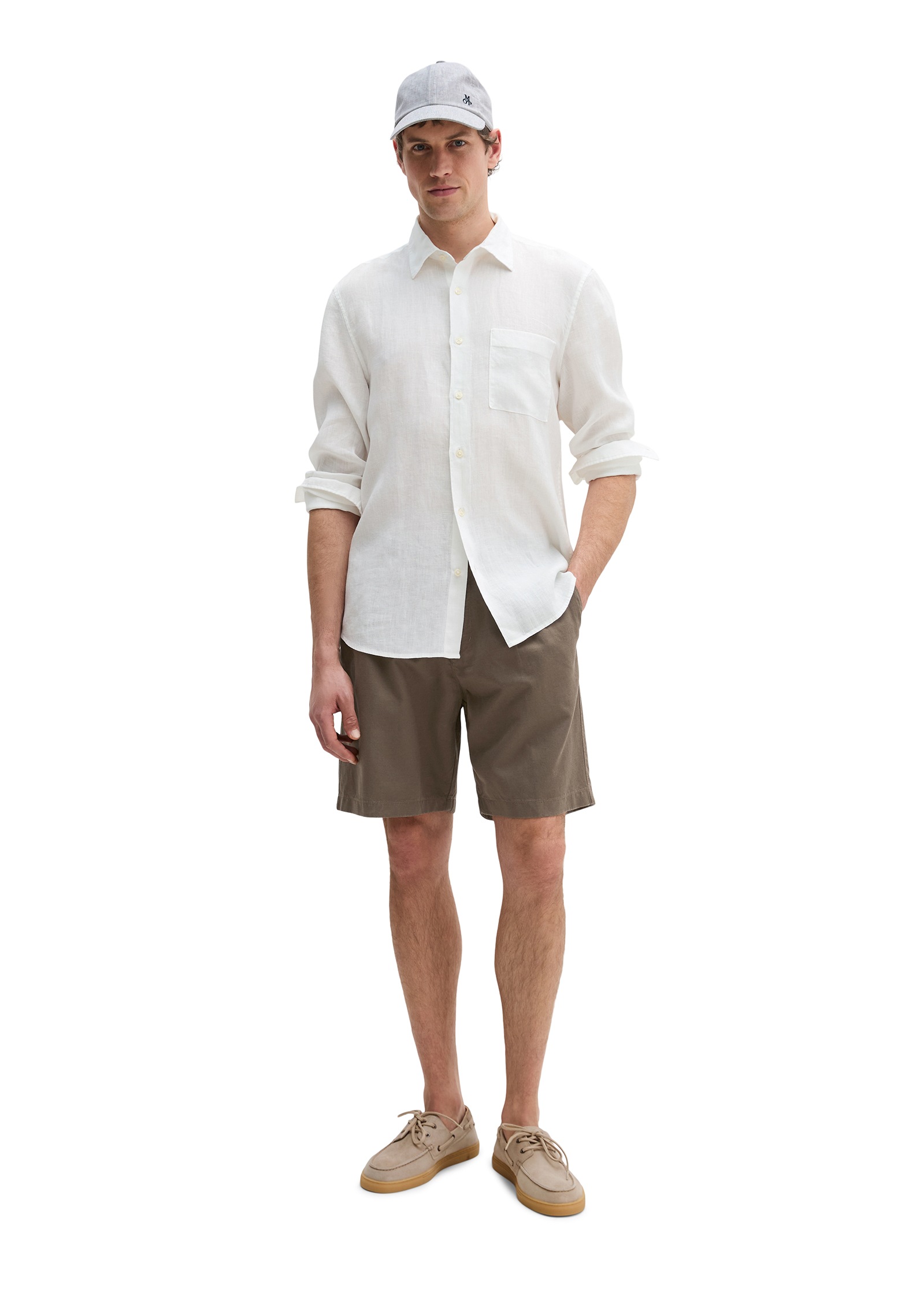Leinenhemd MARC O'POLO, Herren, Gr. XL, N-Gr, weiß, Web, Obermaterial: 100% Leinen, Manschette, Hemden, im klassisch cleanen Look 8