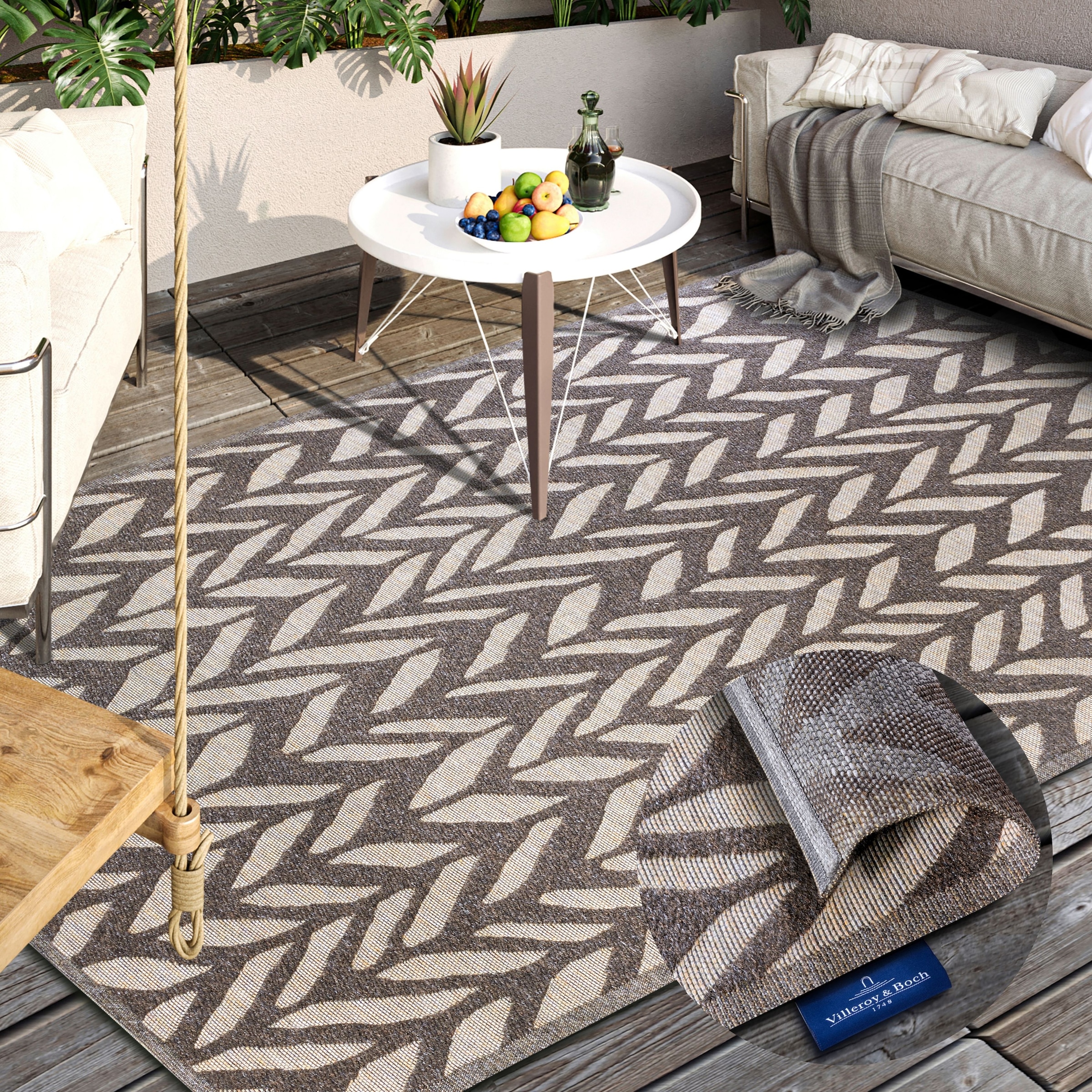 Villeroy & Boch Outdoorteppich »Georgette«, rechteckig, 4 mm Höhe, In-& Outdoor, Flachgewebe, wetterfest, Terrasse, Balkon, modern, Trend