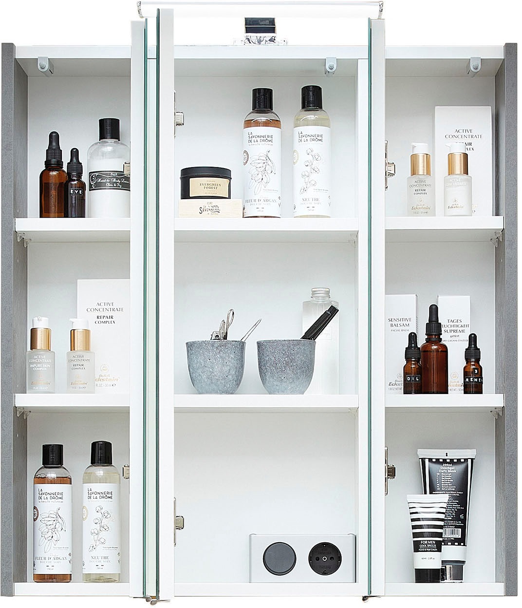 Saphir Badmöbel-Set »Quickset 945 4-teilig, Waschbeckenunterschrank und LED-Spiegelschrank«, (4 St.), Unterschrank, Hängeschrank, 7 Türen, 2 Schubladen, inkl. Türdämpfer