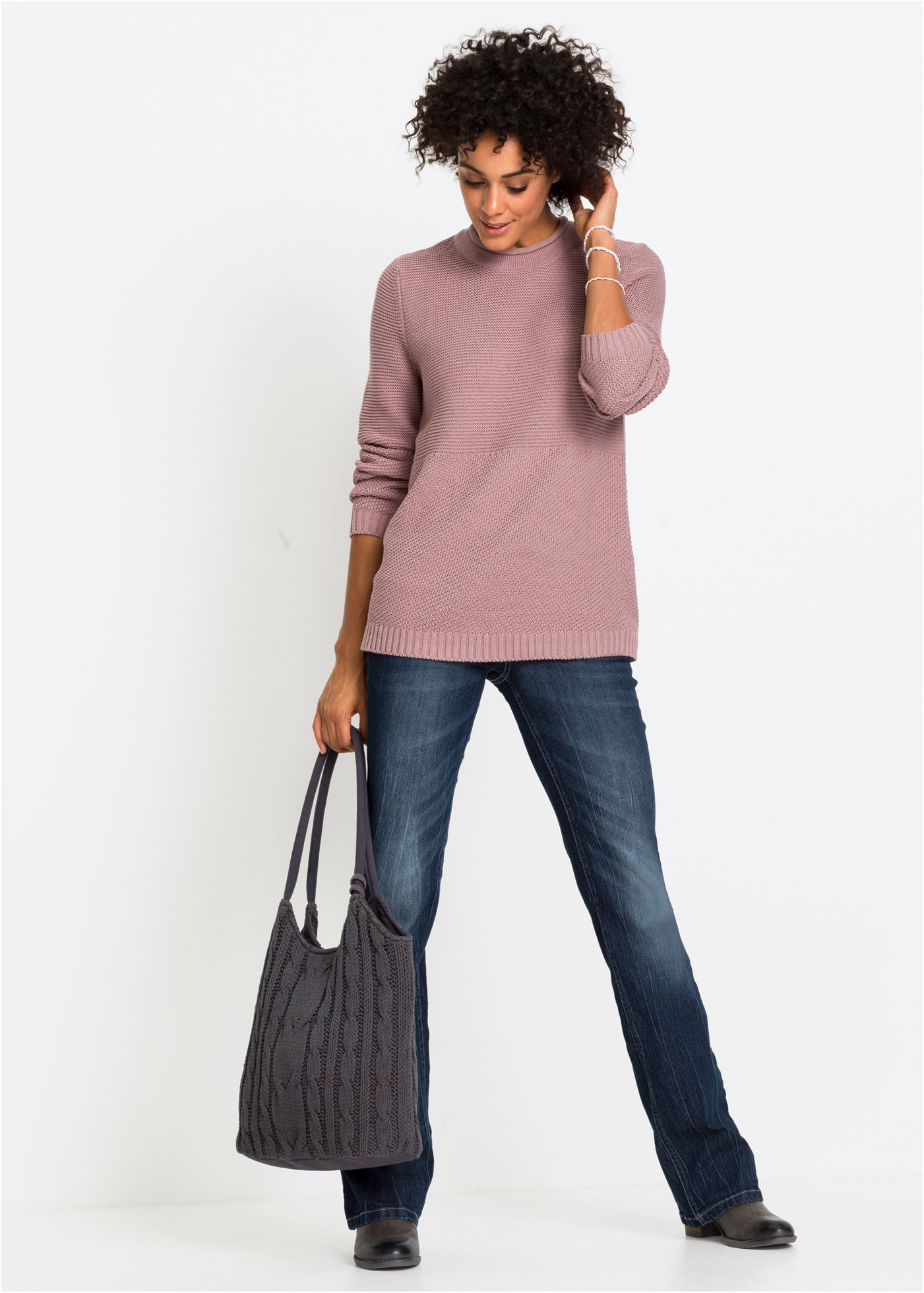 bonprix Bootcut-Jeans im Five-Pocket Style und mit leichtem used Effekt