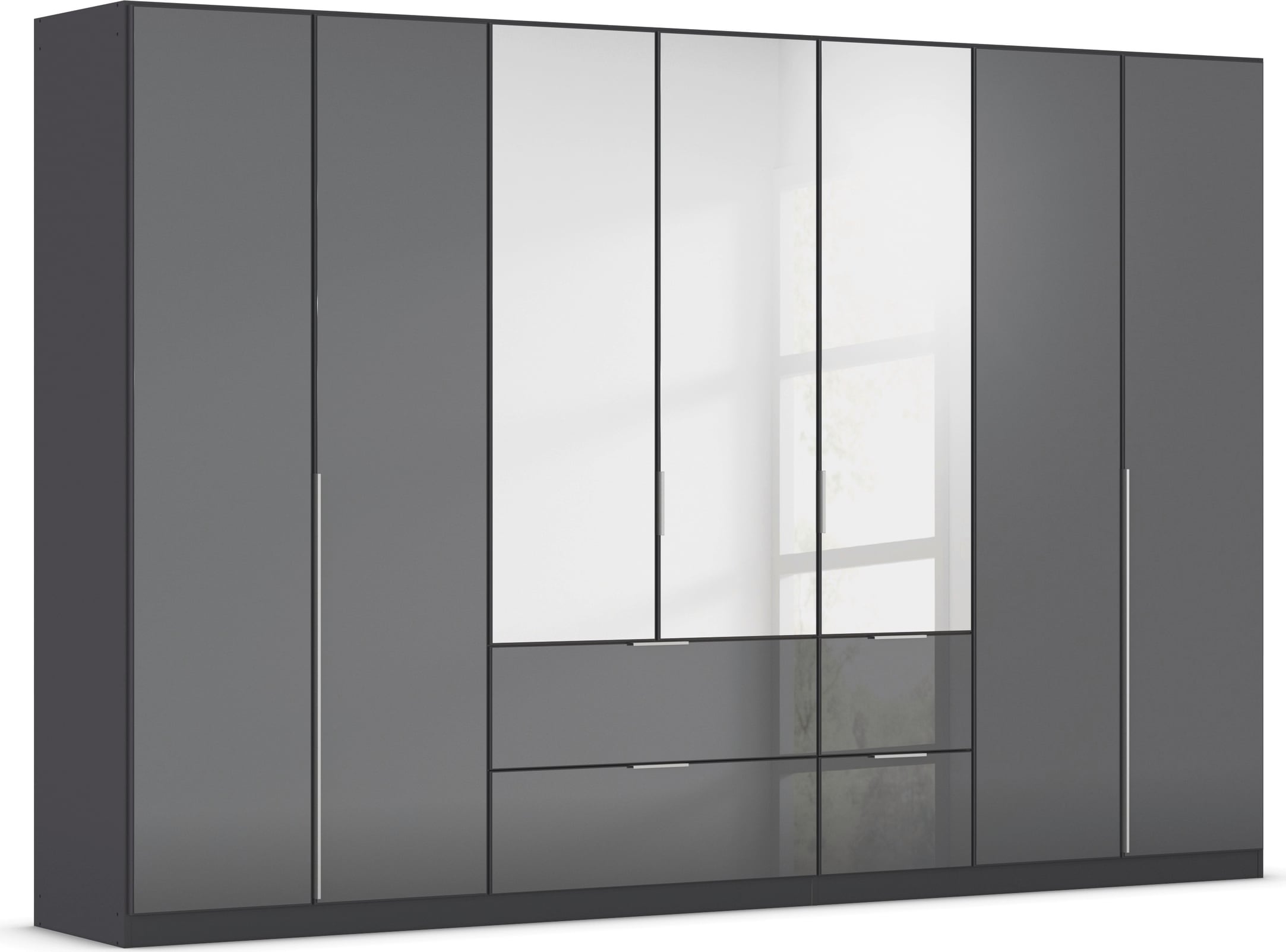 OTTO home Drehtürenschrank "Kleiderschrank Kleiderschränke Schrank Garderobe AGORDO mit Glasfront" in zwei Griff-Farben, Breiten 91-360 cm, mit Außenschubkästen, in 7 Breiten und 2 Höhen MADE IN GERMANY