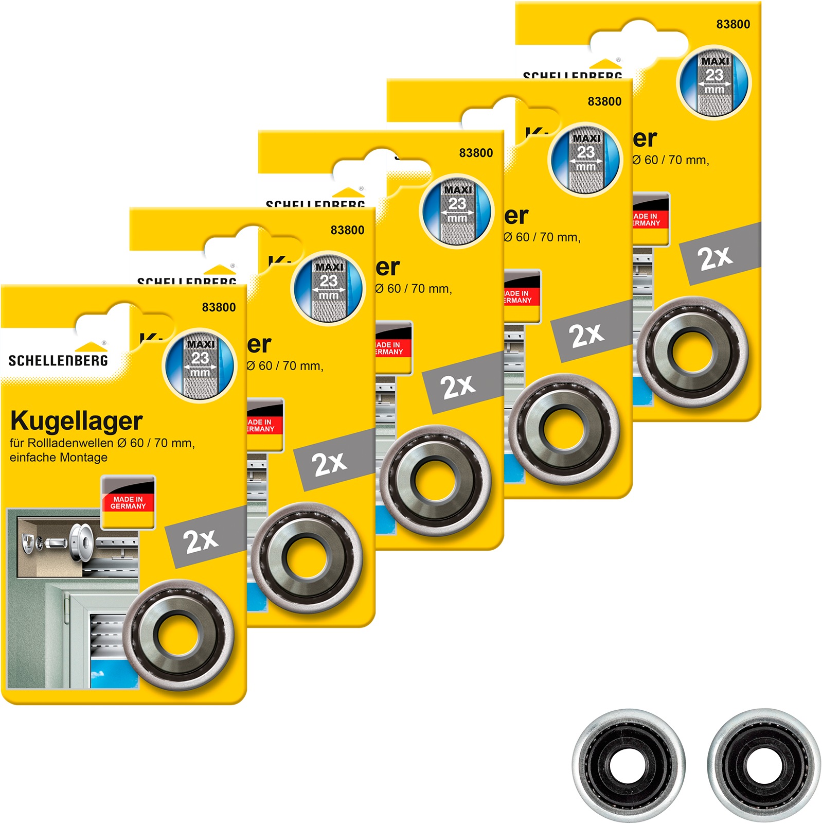 SCHELLENBERG Kugellager "Maxi, für Achtkantwellen mit 60 mm Durchmesser" Set, 10 Stk. tlg. unterstützt die Leichtgängigkeit eines Rollladens