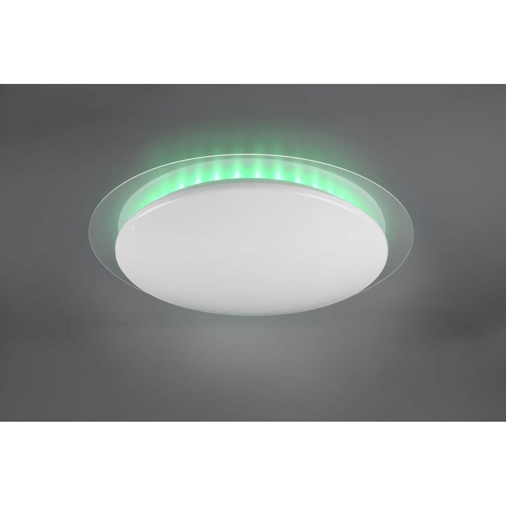 TRIO Leuchten LED Deckenleuchte »Joleen«, LED-Board, 1 St., Farbwechsler, Deckenlampe Ø 72 cm mit RGB Backlight, Hauptlicht mit Starlight-Effekt und Farbtemperaturstuerung von 2700 – 5500K, inkl. Fernbedienung & Dimmfunktion