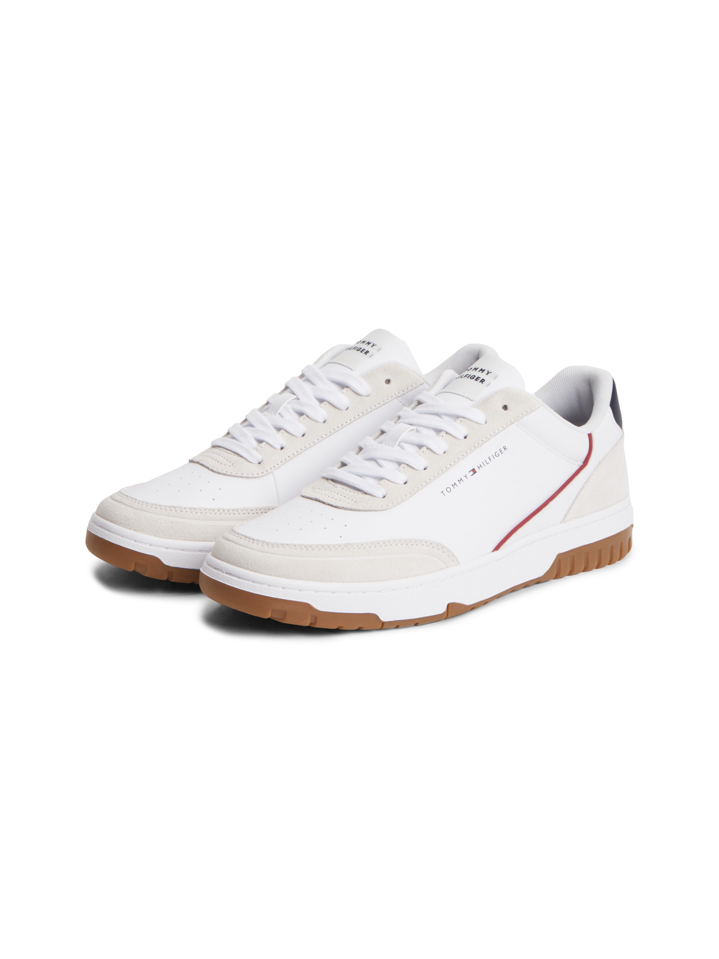 Tommy Hilfiger Sneaker "TH BASKET CORE LEATHER SUEDE MIX" Halbschuh, Freizeitschuh, Schnürschuh mit Lochmuster, im Basket-Look
