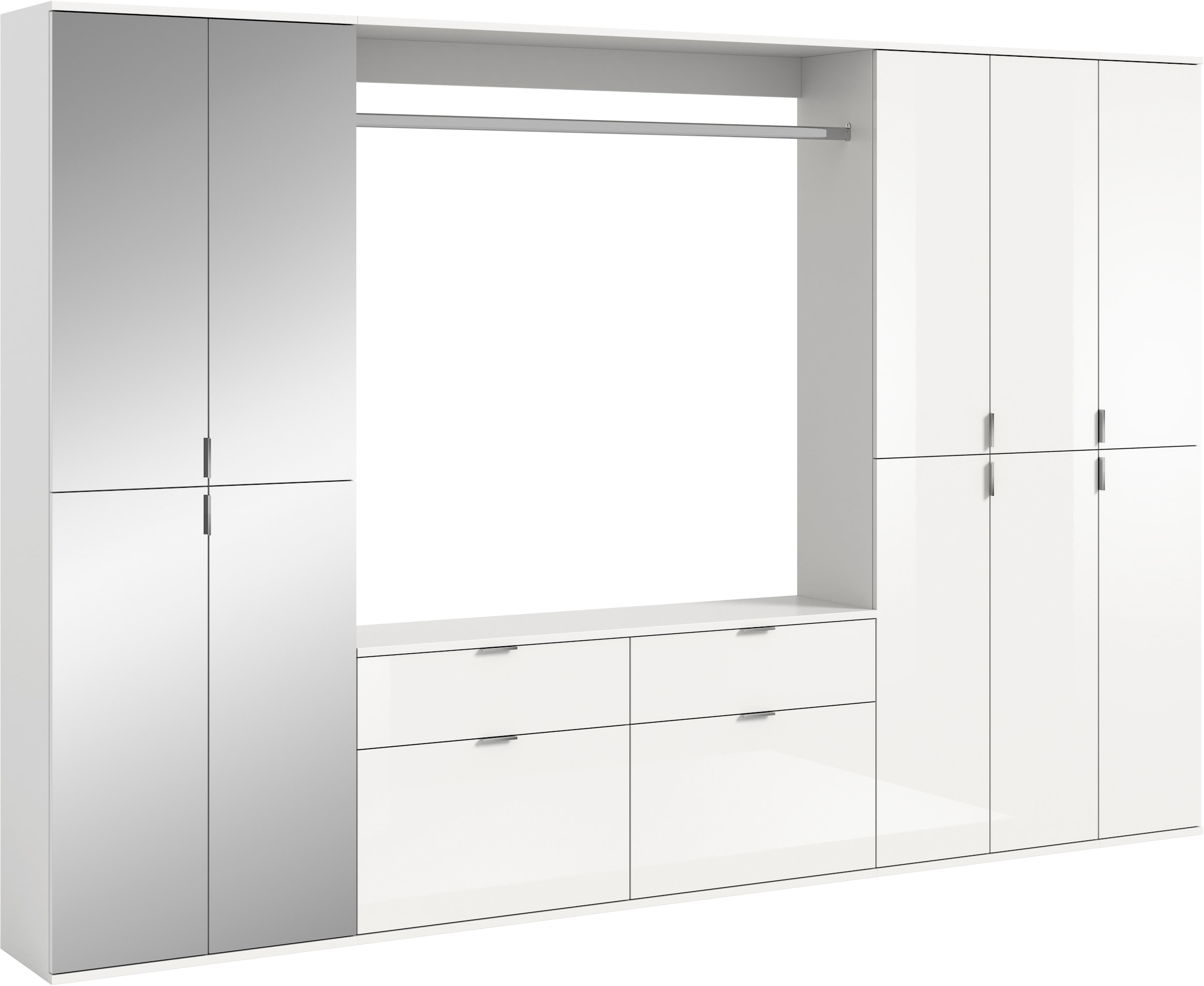INOSIGN Garderoben-Set »Trondheim, Breite 273 cm, 6-teilig, bestehend aus:«, (Set, 5 St.), 3x Garderobenschrank, 1 Kommode, 1 Garderobenstange, 1 Ablageboden