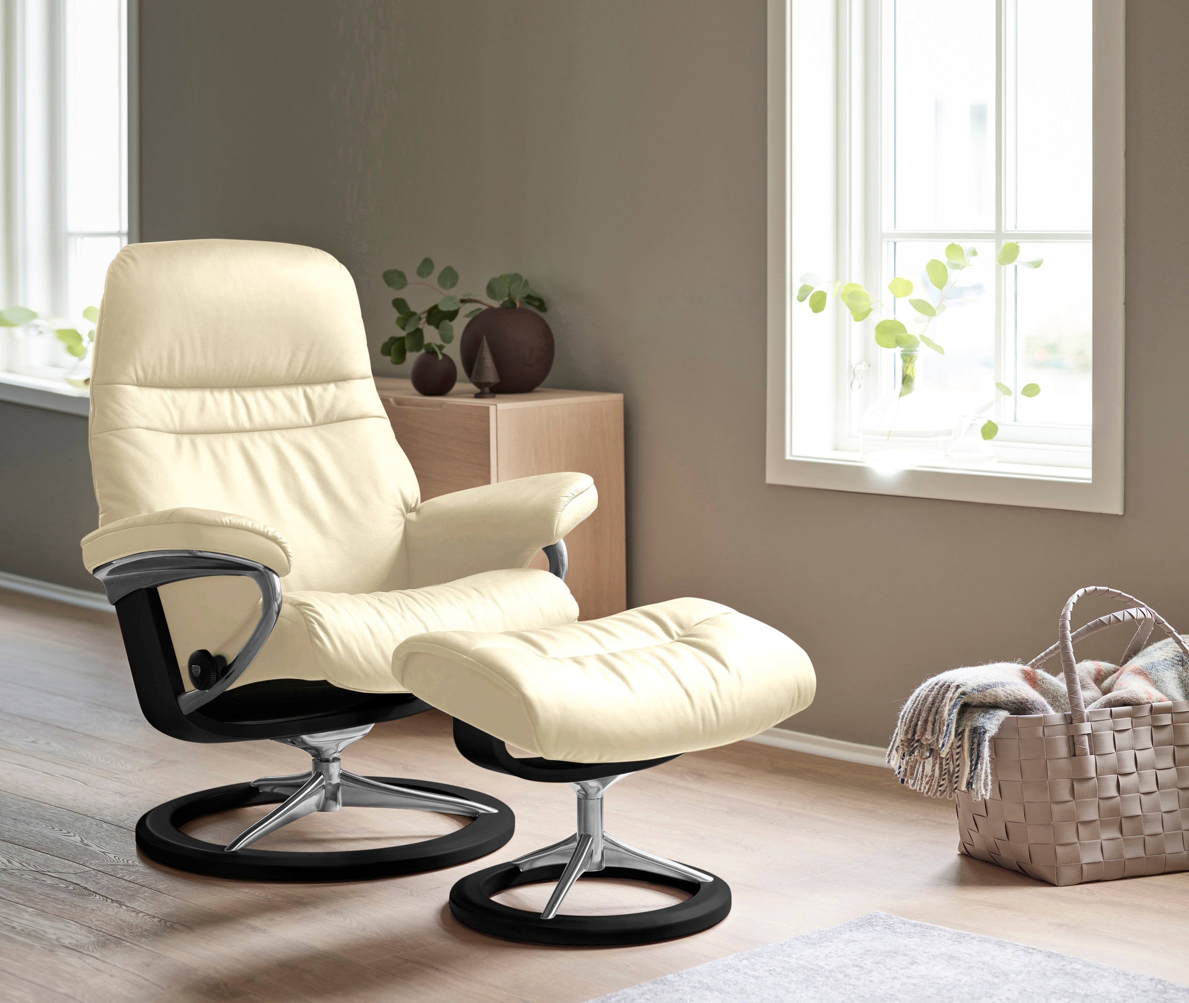 Stressless Relaxsessel "Sunrise" Relaxsessel mit Hocker, mit Signature Base, Größe S, Gestell Schwarz