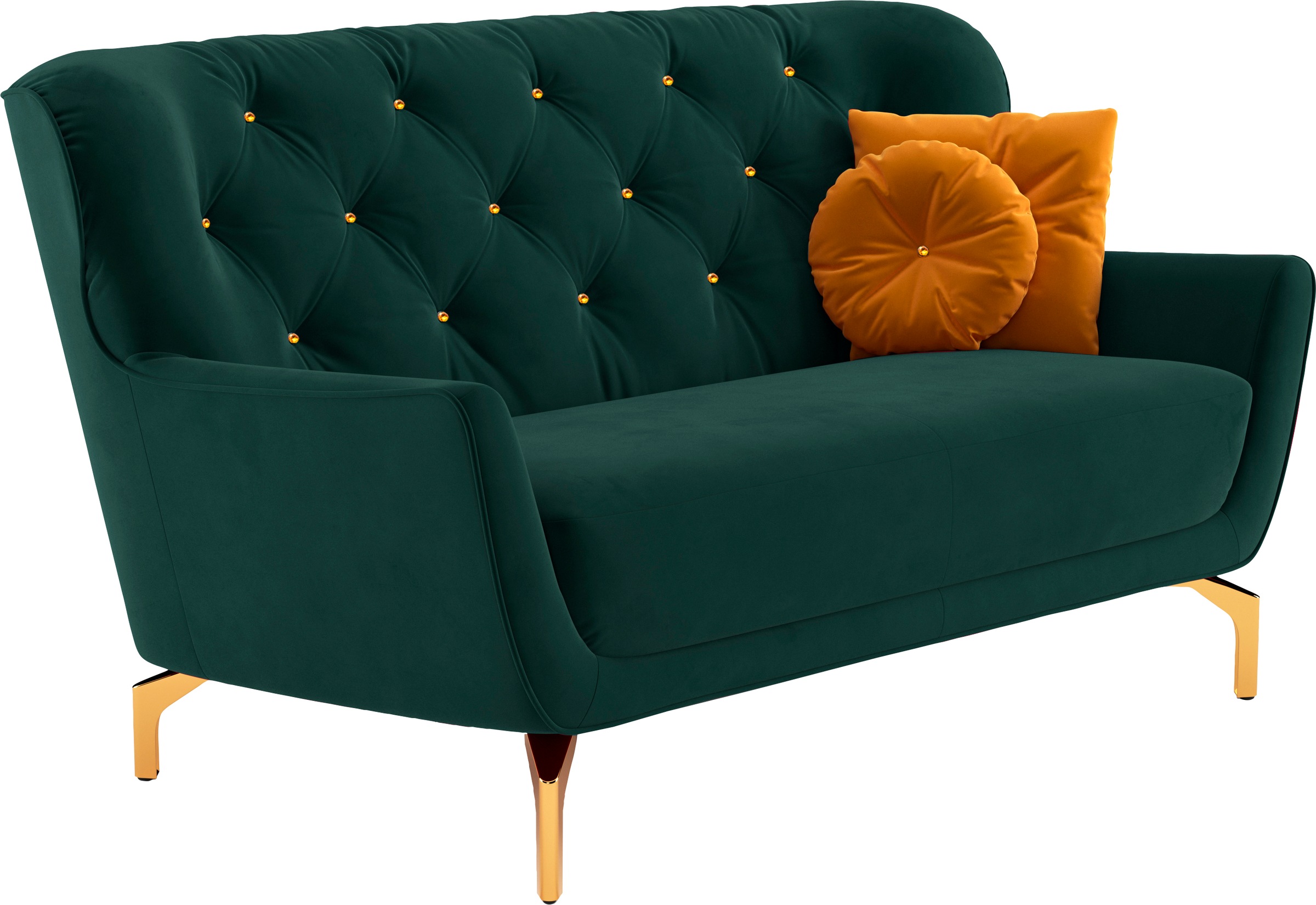 sit&more 2-Sitzer »Orient 3«, inkl. 2 Zierkissen mit Strass-Stein, goldfarbene Metallfüße