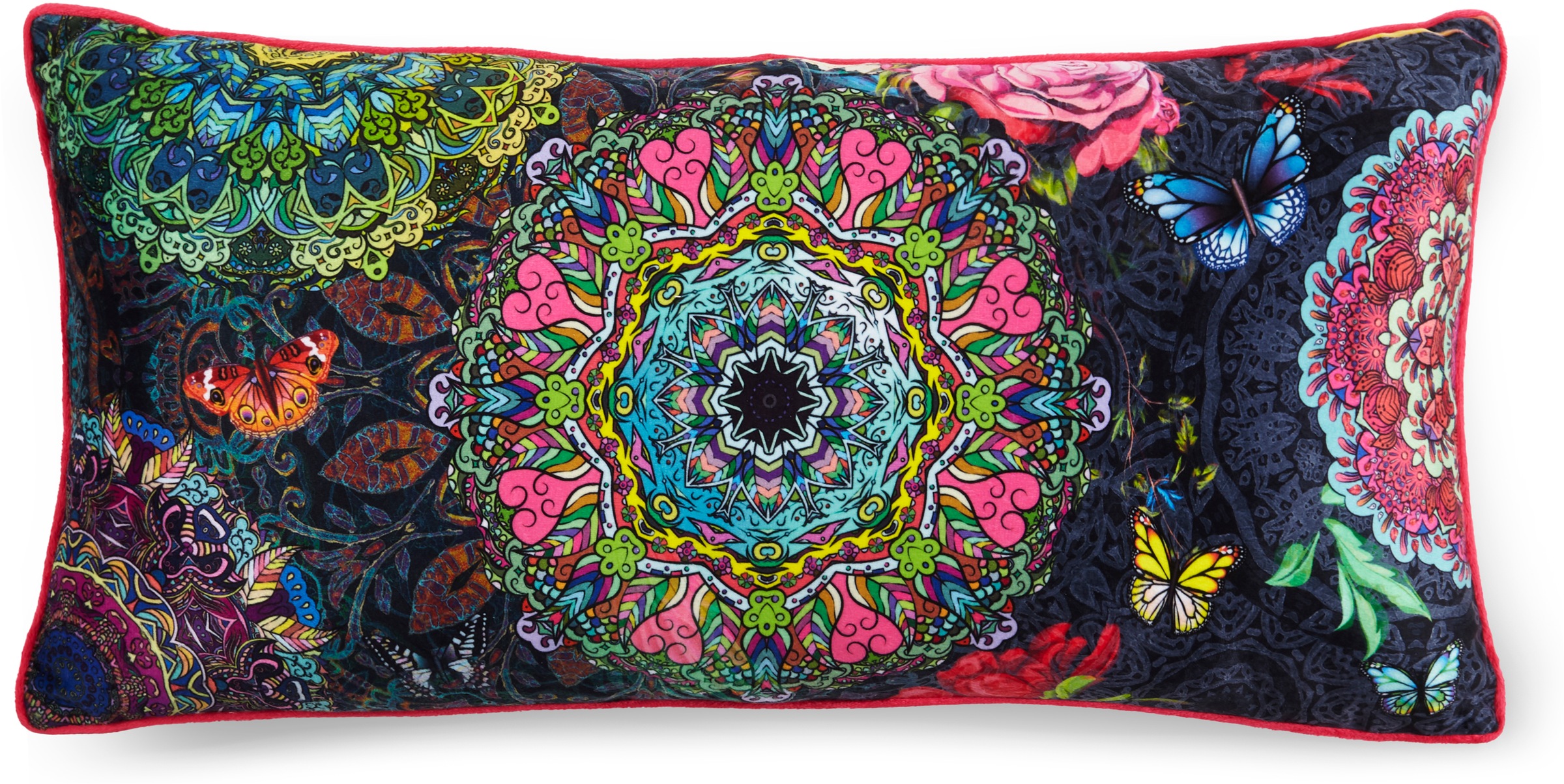 hip Dekokissen »Abbra«, Mit Füllung, 1 Stück, Biese, 30x60, Wendeoptik, Weich, Mandala, Grau