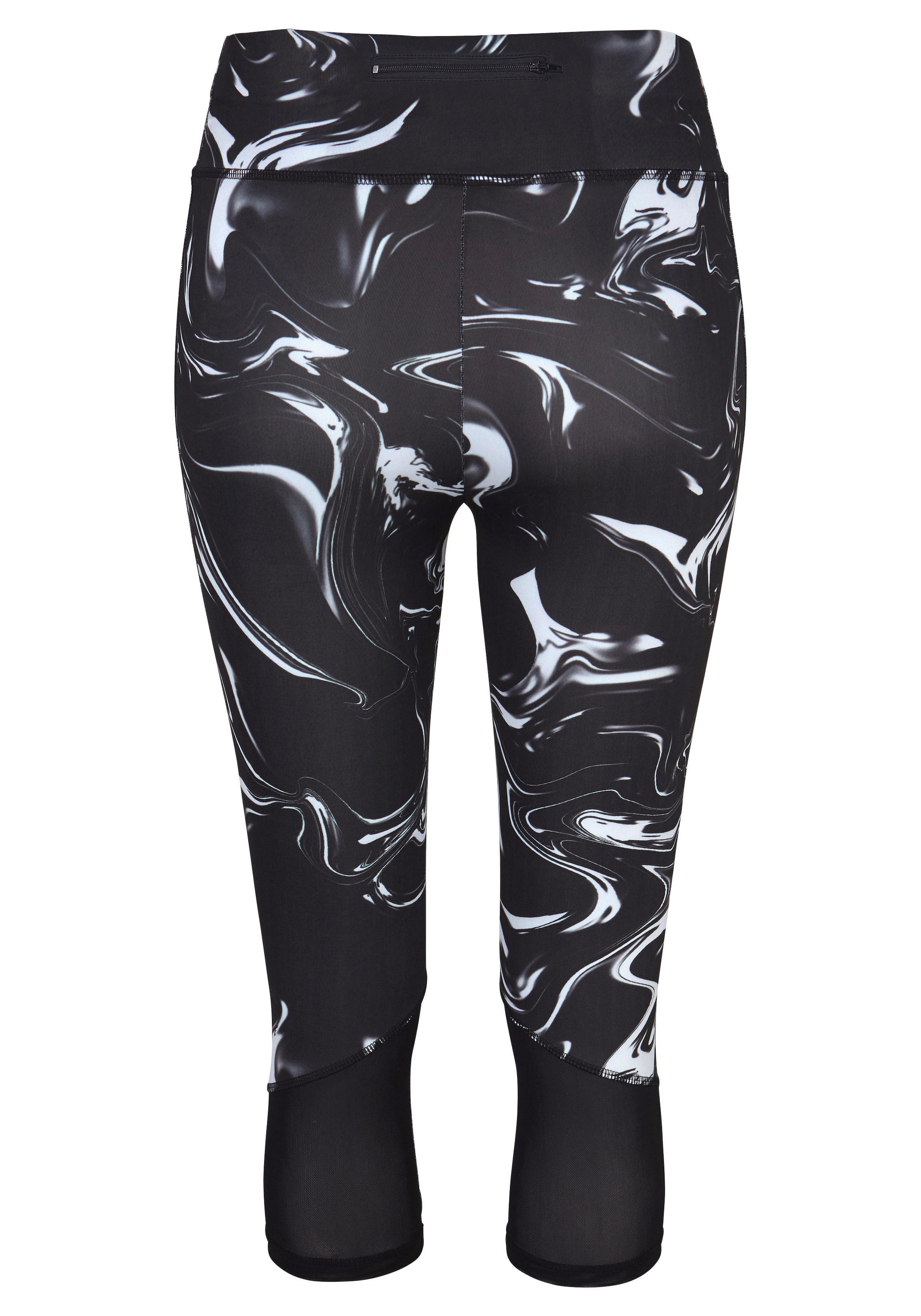 LASCANA ACTIVE Caprileggings »Black Marble«, Sporthose mit breitem Bund